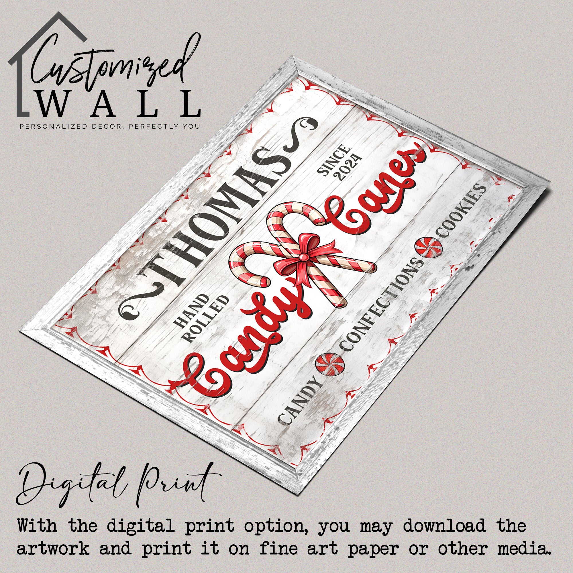 Personalized Handcrafted Candy Cane Christmas Wall Art - Custom Family Name Sign for Holiday Decor Gift - Image 4