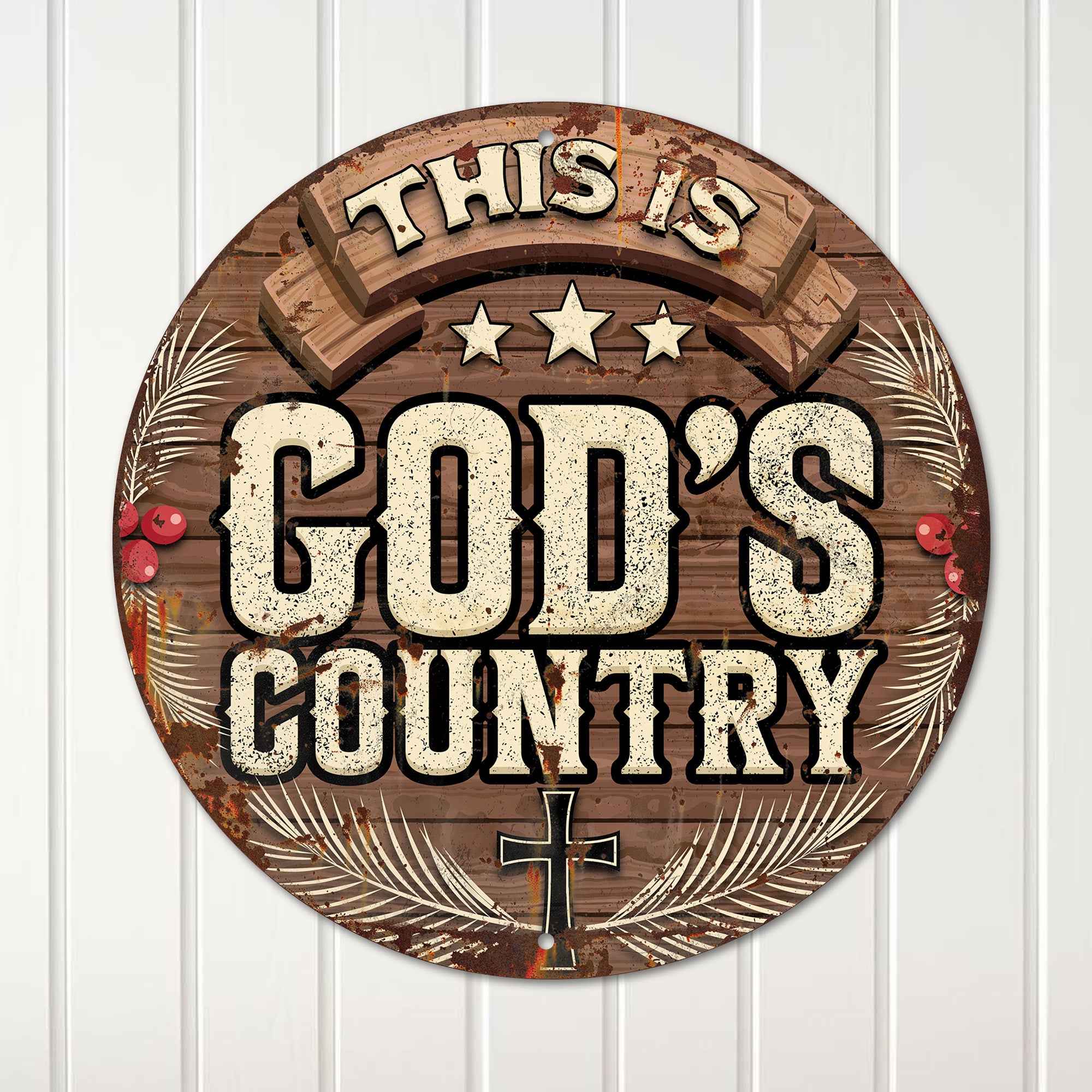 Personalized "God's Country" Round Metal Sign - Rustic Christian Decor for Home, Perfect Custom Gift for Loved Ones - Image 4