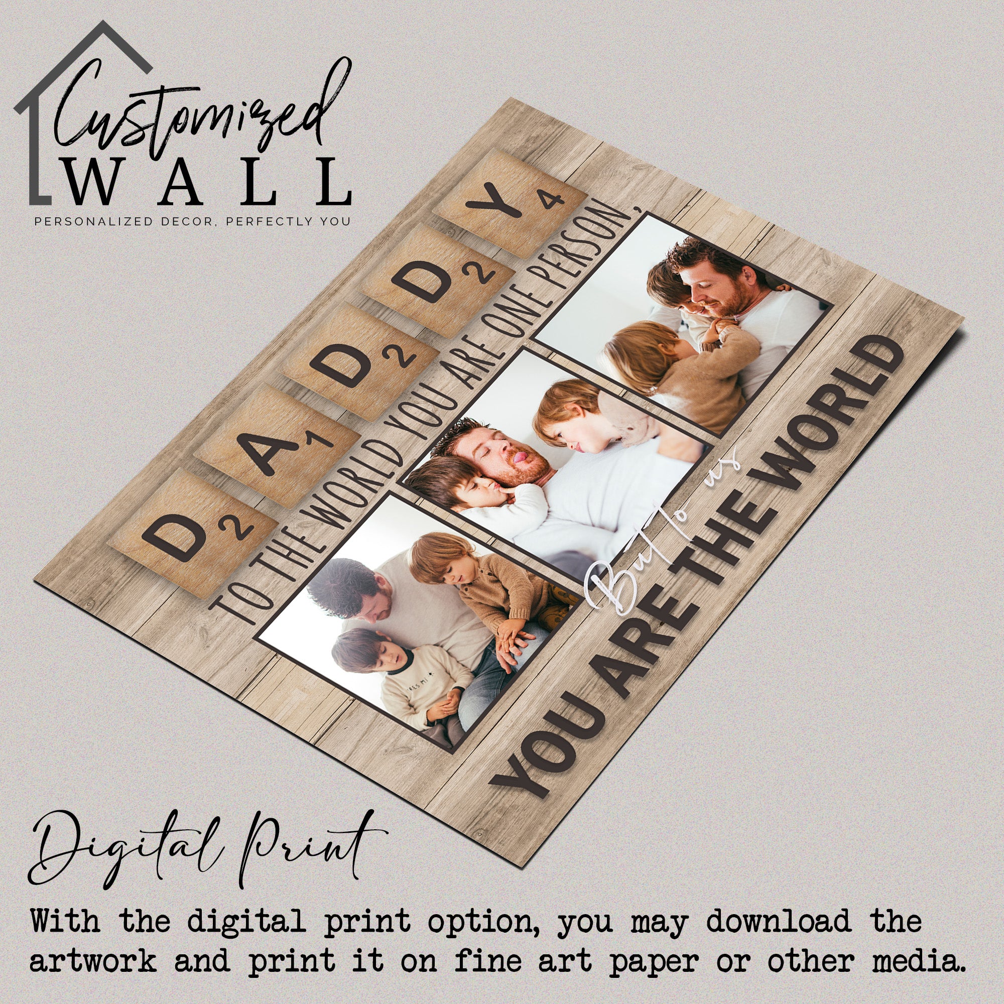 Personalized Daddy Canvas Art with Photos and Heartfelt Message - Custom Gift for Father's Day, Birthday, or New Dad - Image 4