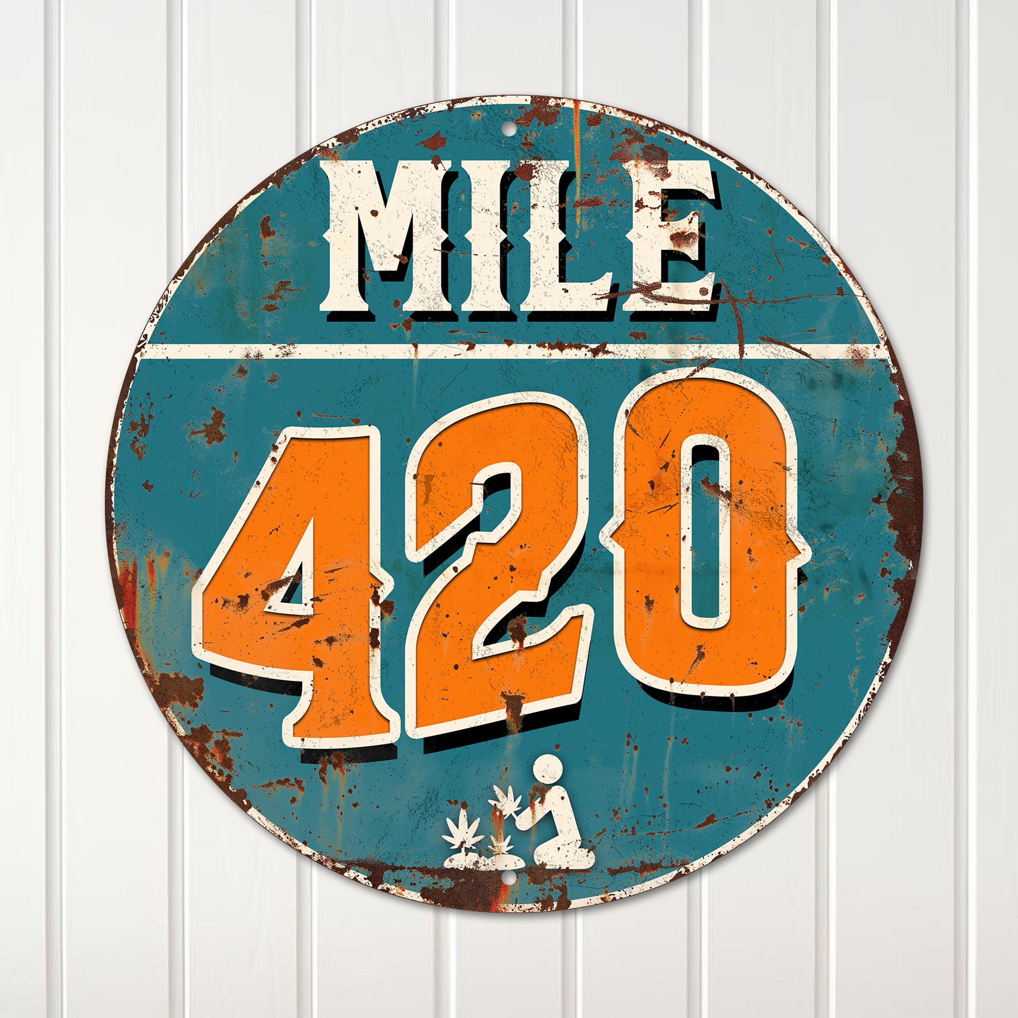 Customizable Mile 420 Round Metal Sign - Playful Decorative Art for Home or Gift, Perfect for Cannabis Enthusiasts - Image 4