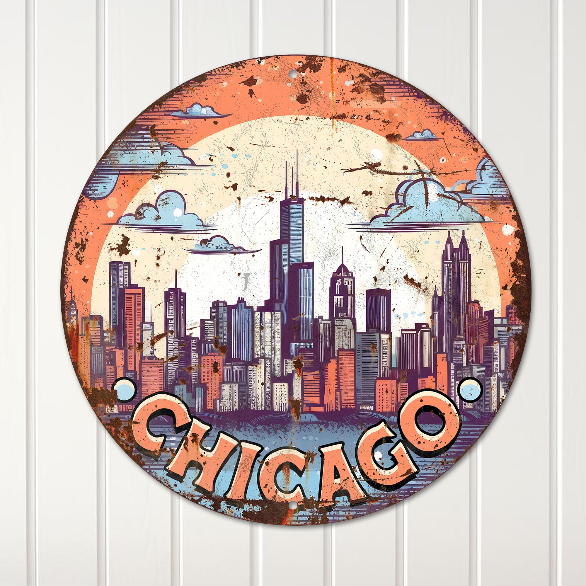 Custom Chicago Skyline Round Metal Sign - Personalized Handmade Art for Home Décor and Thoughtful Gifts - Image 4