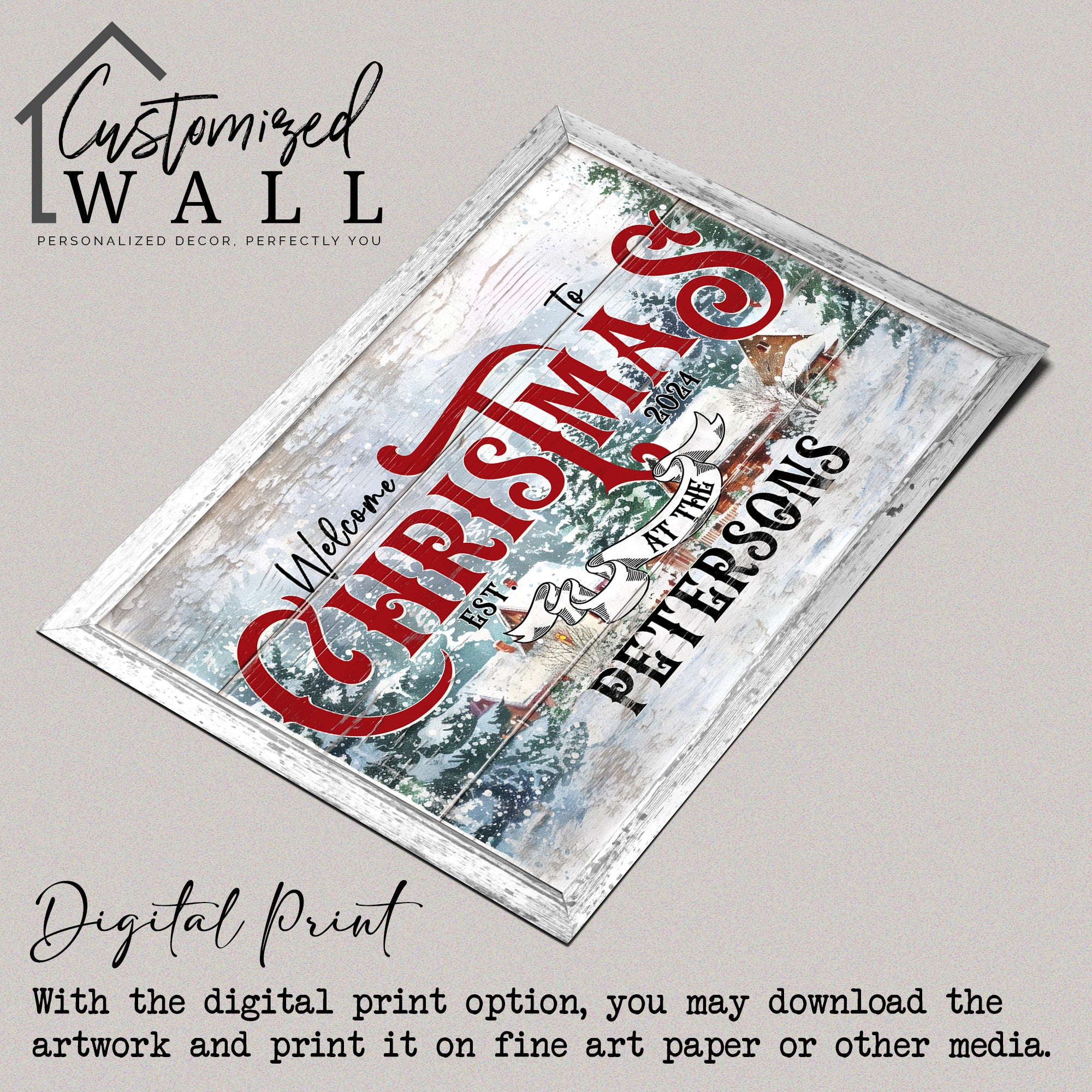 Personalized Christmas Welcome Framed Canvas Sign - Custom Family Name & Year - Festive Holiday Decor for Home & Gifting - Image 4