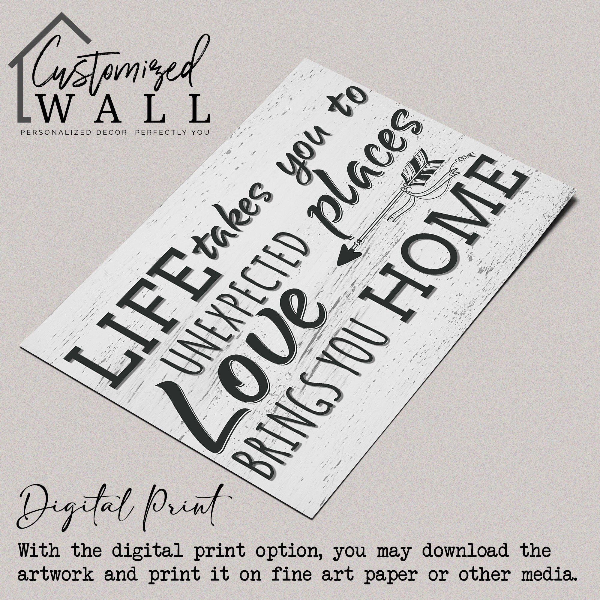 Personalized Rustic Wooden Canvas Wall Art - "Life Takes You to Unexpected Places, Love Brings You Home" - Perfect Gift for Home Decor - Image 4