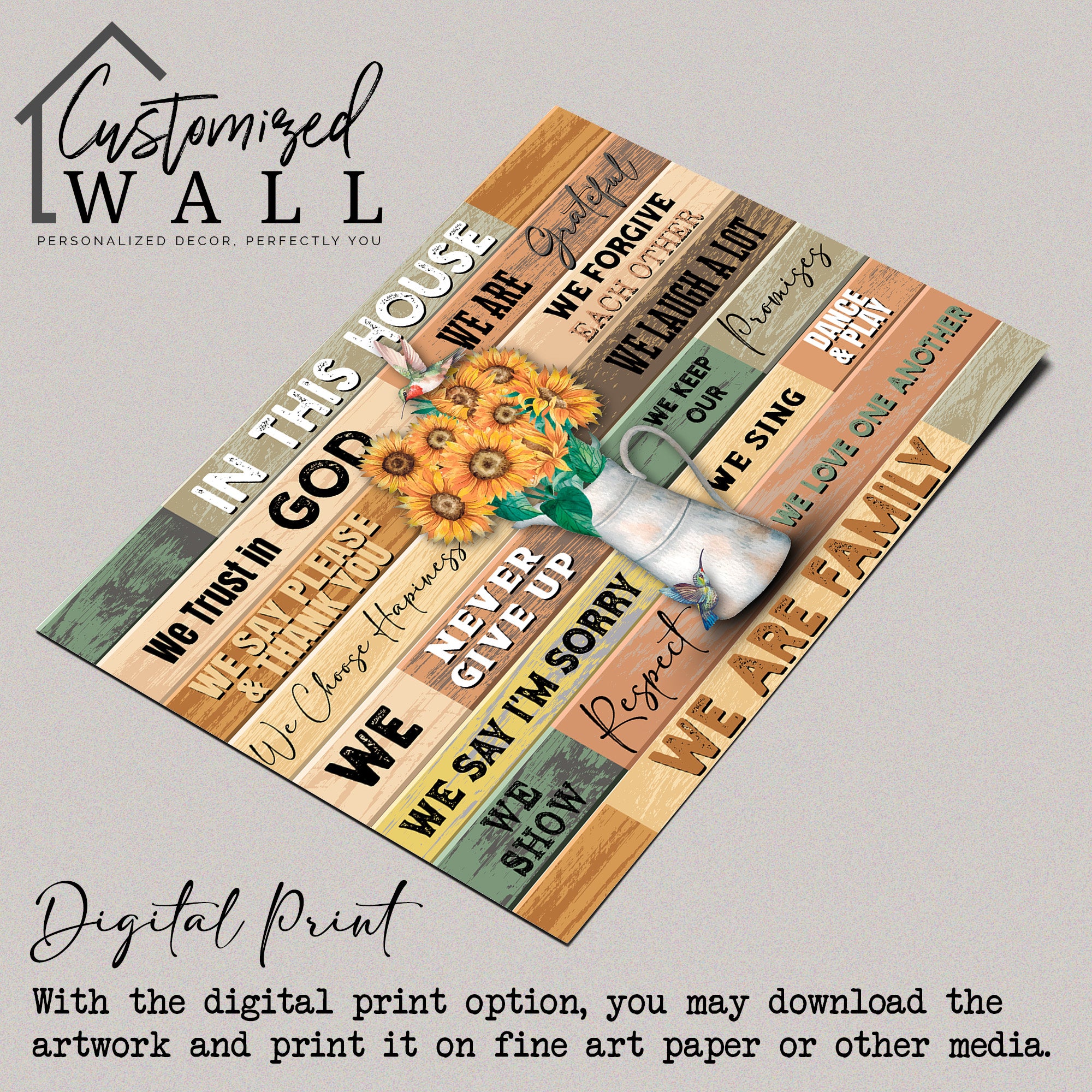 Personalized Family Values Wrapped Canvas Wall Art – Customizable Home Decor with Uplifting Messages and Rustic Charm - Image 4