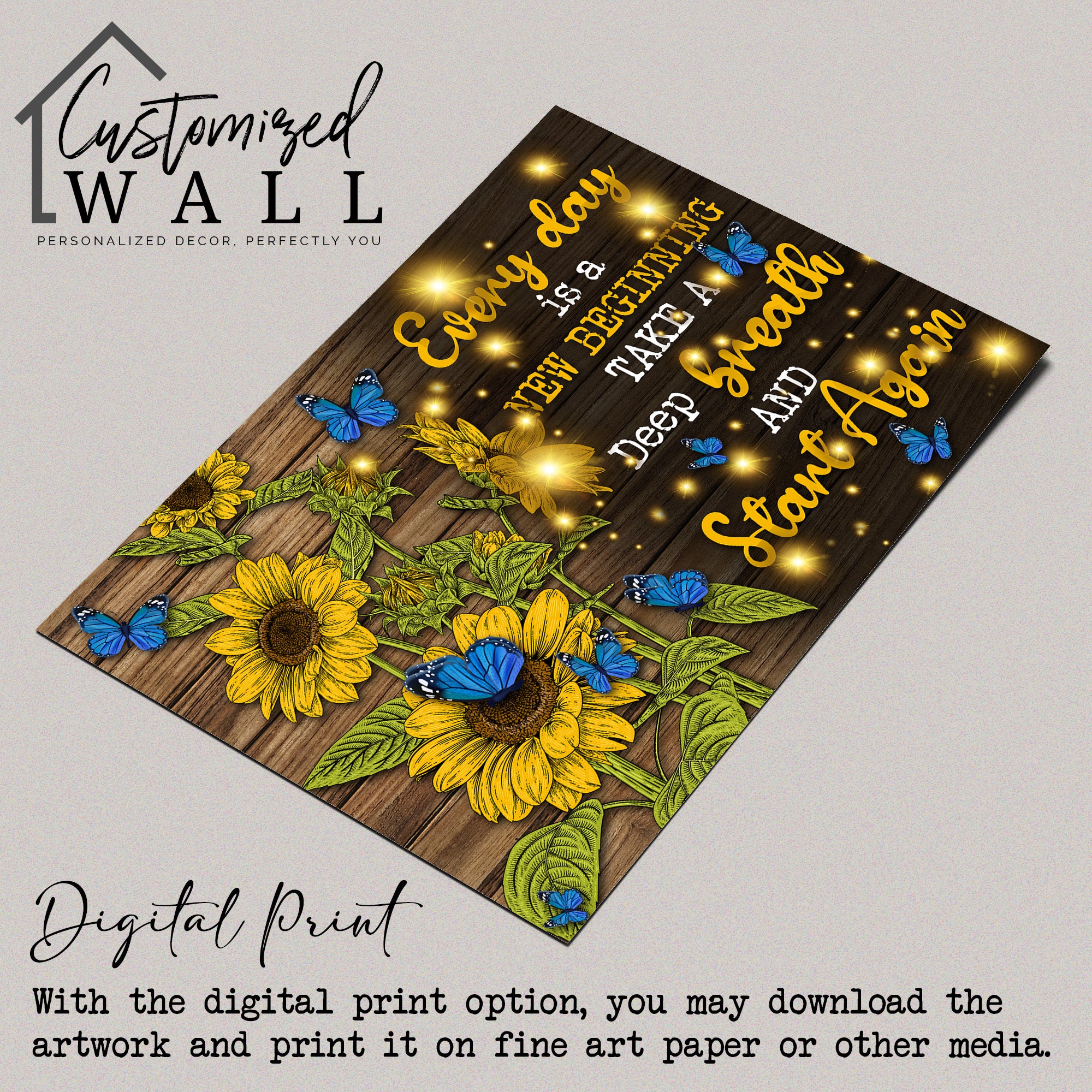 Personalized Inspirational Sunflower and Butterfly Wrapped Canvas - Custom Home Decor for Uplifting Gifts - Image 4