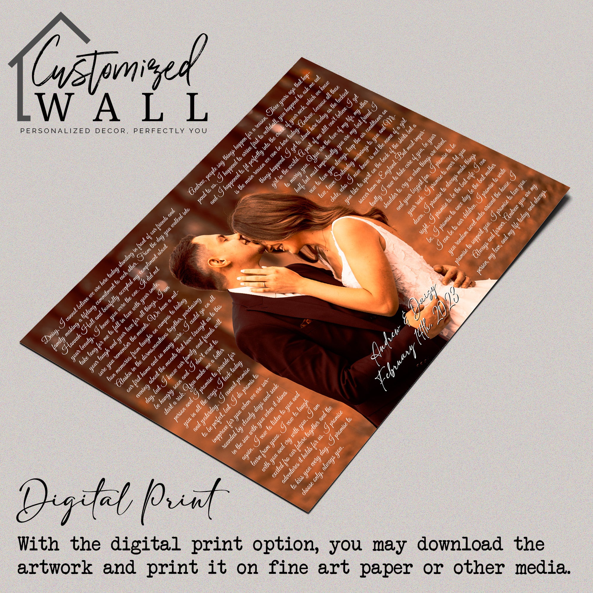 Custom Wrapped Canvas with Romantic Photo and Text for Personalized Wedding or Anniversary Gift – Perfect for Couples, Handmade with Premium Materials - Image 4