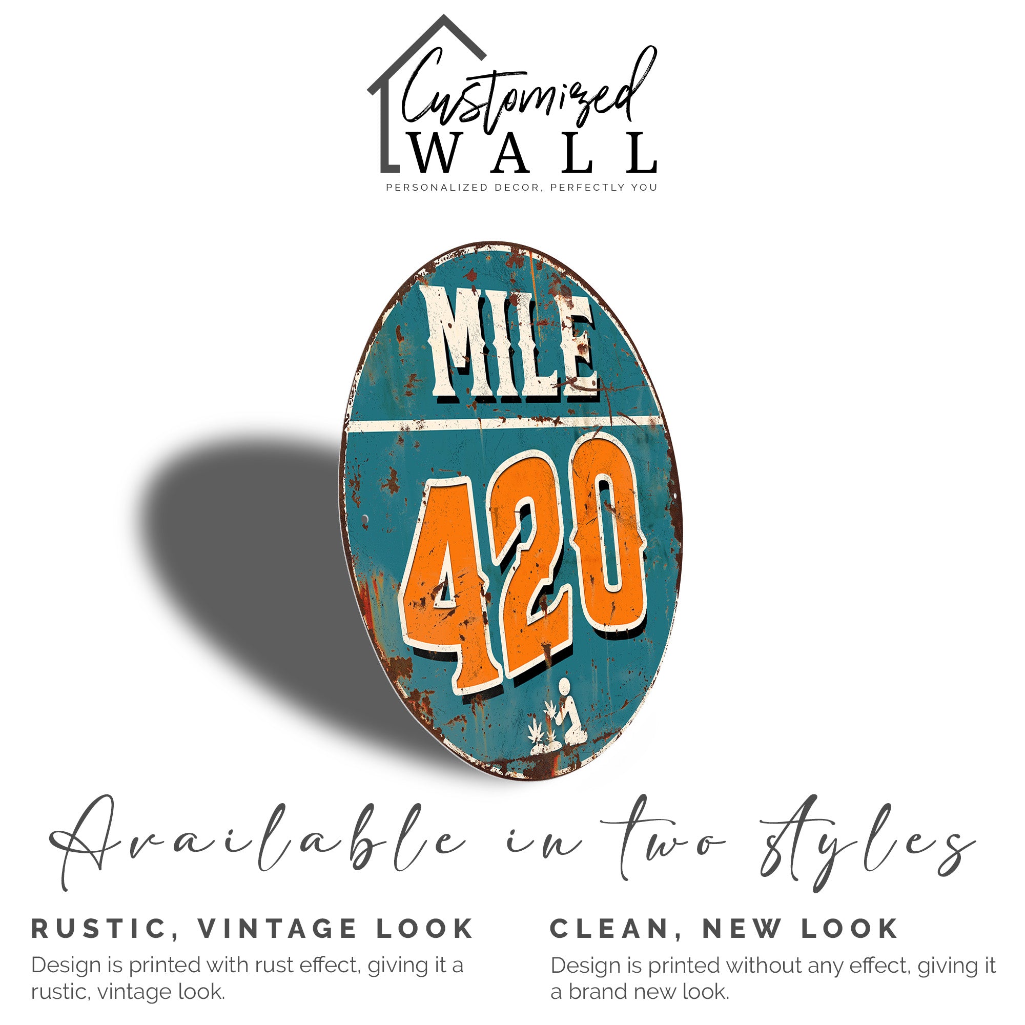 Customizable Mile 420 Round Metal Sign - Playful Decorative Art for Home or Gift, Perfect for Cannabis Enthusiasts - Image 5