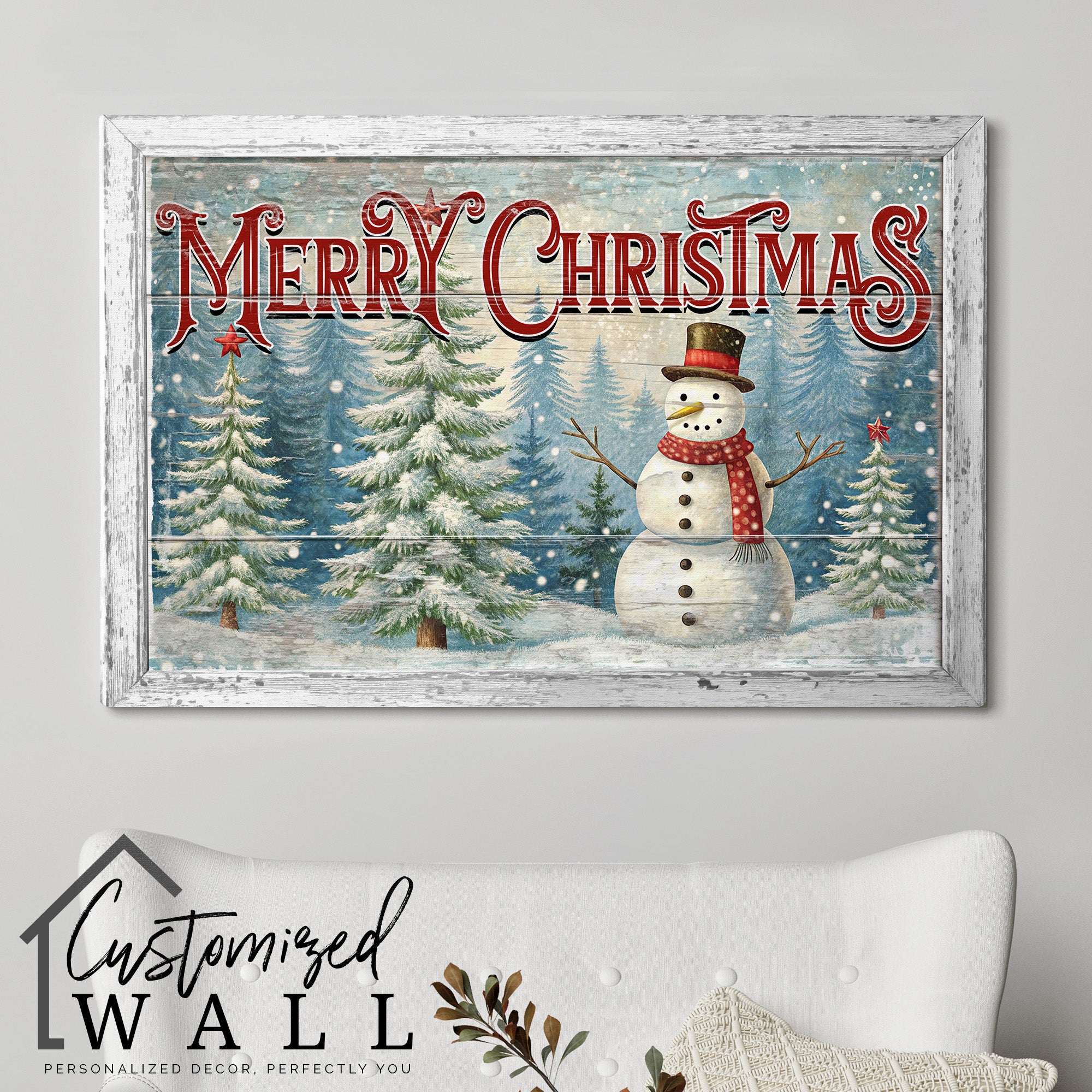 Personalized Merry Christmas Snowman Wrapped Canvas - Rustic Holiday Decor with Customizable Message and Premium Quality - Image 5