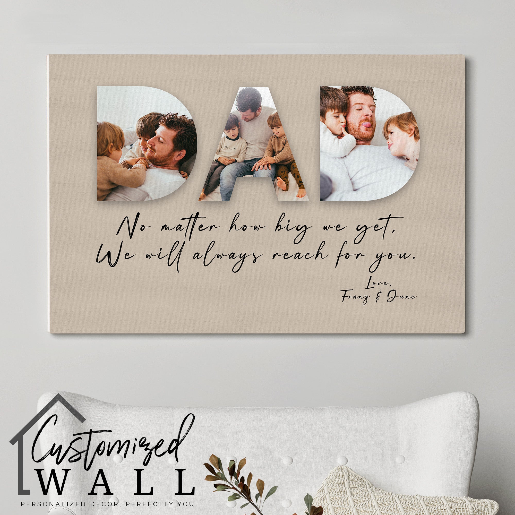 Personalized "Dad" Photo Collage Canvas with Heartfelt Message - Perfect Gift for Father's Day, Birthdays, or Special Occasions - Image 5