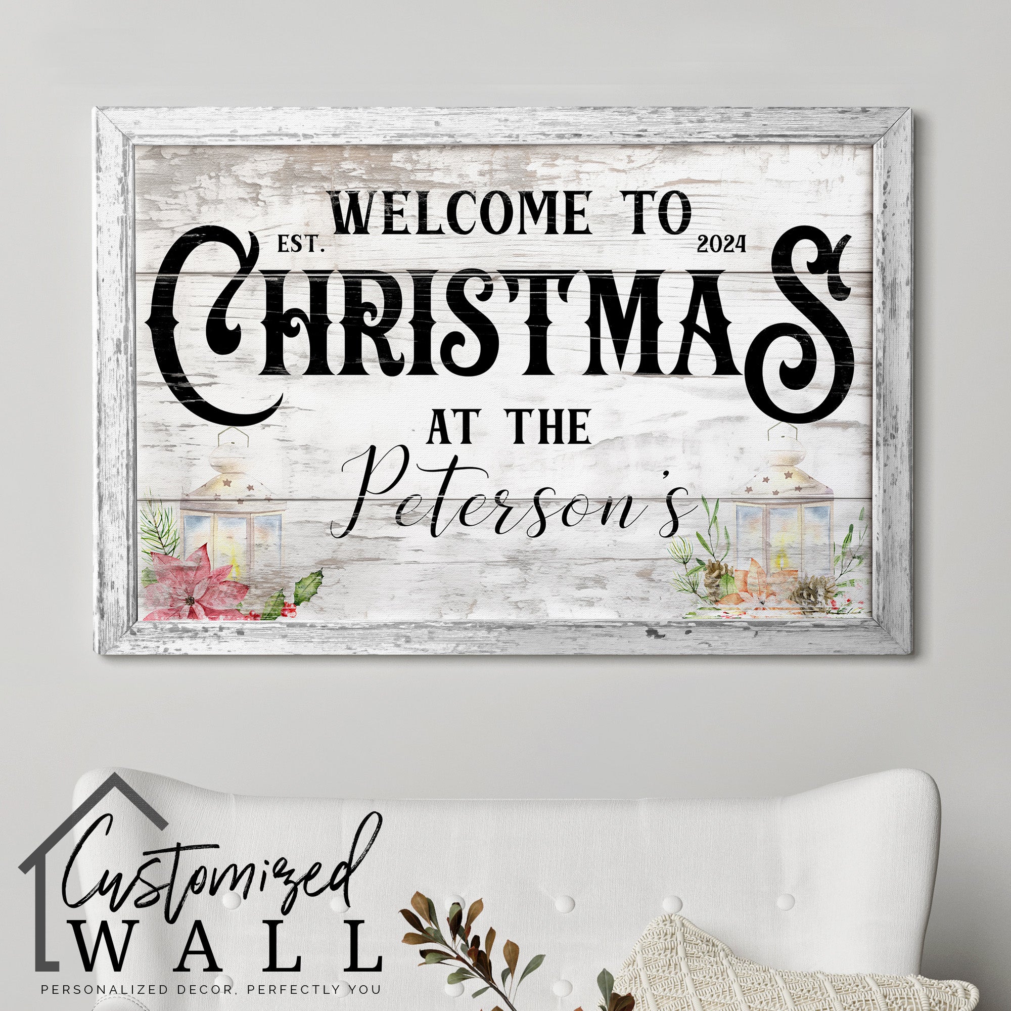 Personalized Rustic Christmas Canvas Sign for Family Holiday Decor – Customizable Name, Year, and Festive Design - Image 5