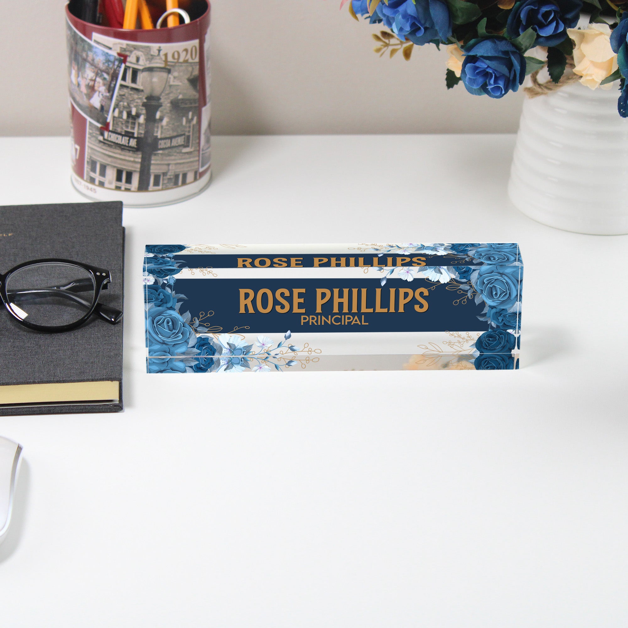 Personalized Acrylic Desk Name Plate - Elegant Floral Design for Office Decor & Unique Gifts - Image 5