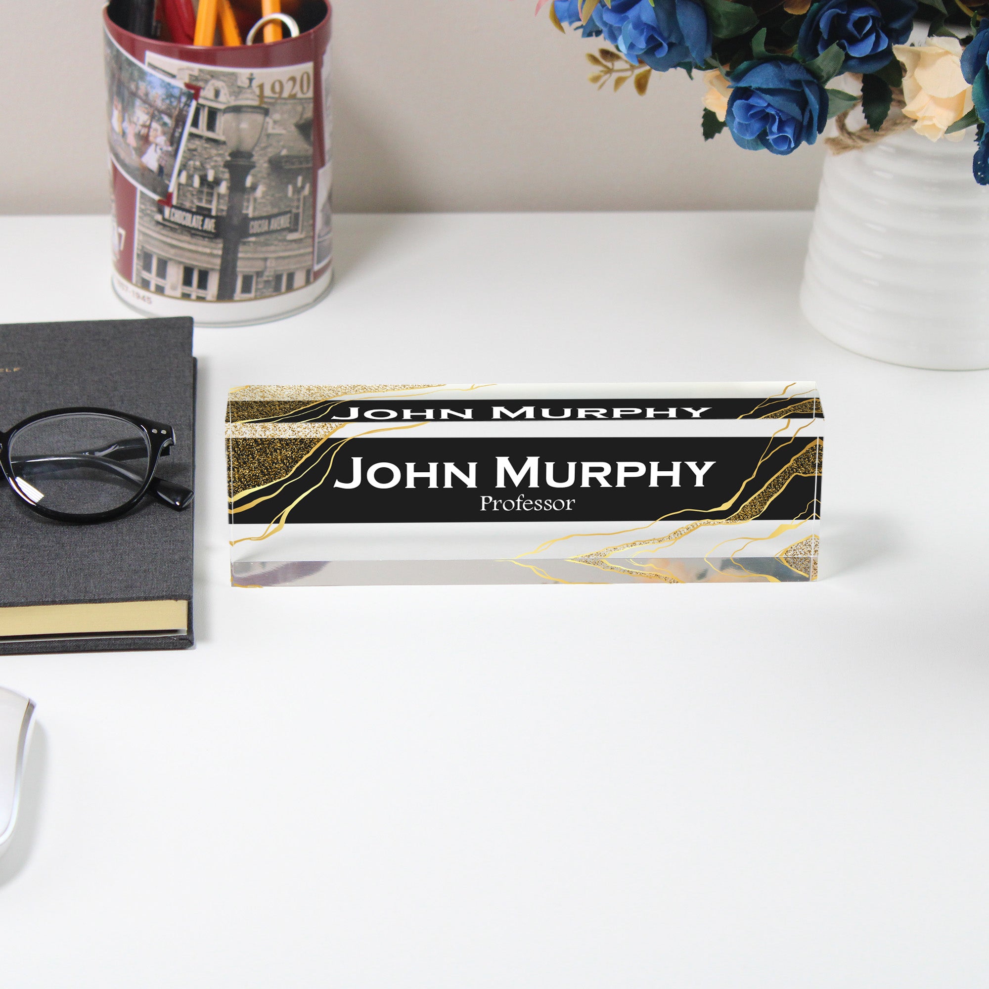 Personalized Acrylic Desk Block - Elegant Custom Name Plate for Professors and Professionals - Image 5