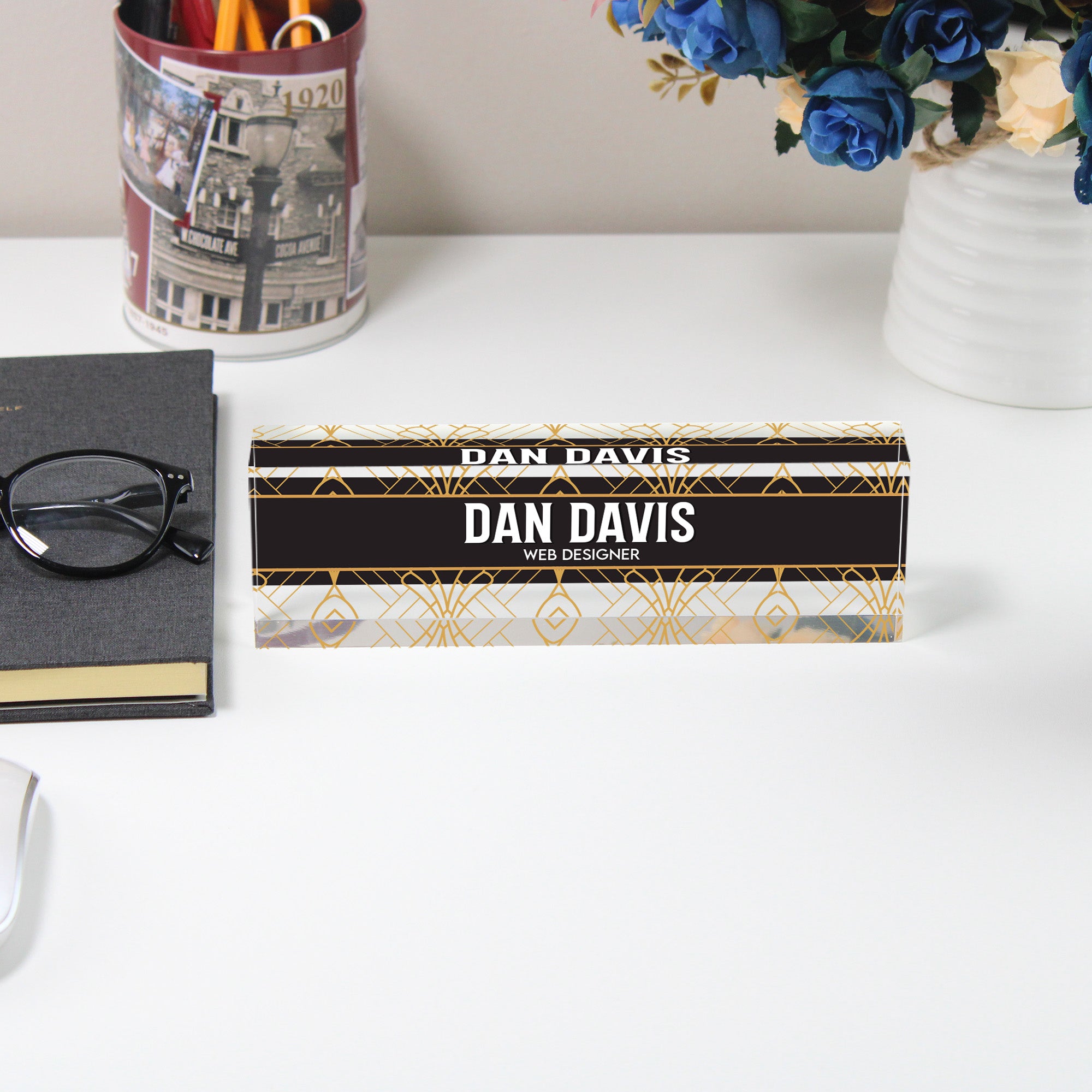 Personalized Acrylic Desk Name Block - Custom Web Designer Sign with Art Deco Style for Office Decor & Gift Giving - Image 5