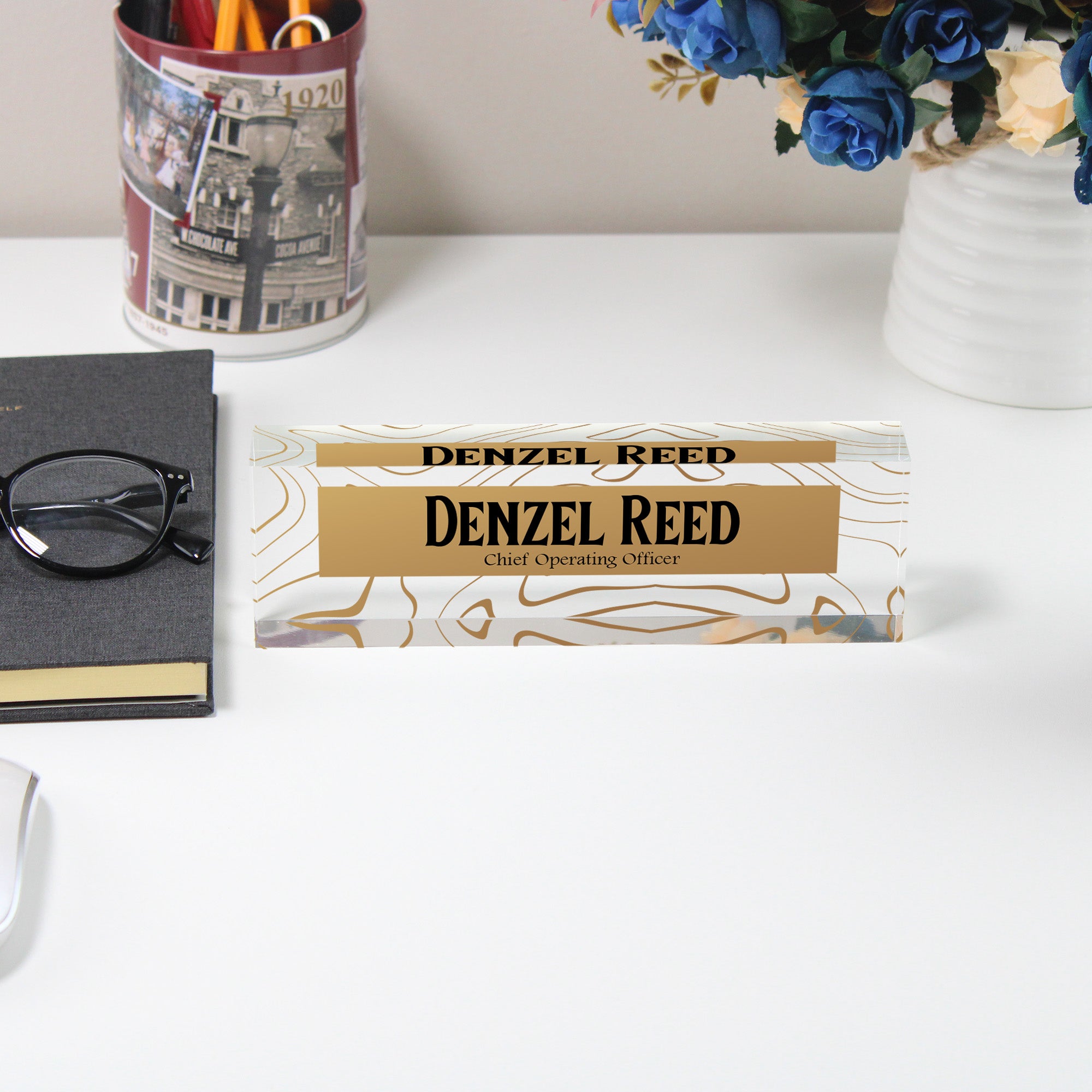 Personalized Acrylic Desk Name Block - Elegant Design for Executives & Professionals - Customizable Gift for Any Occasion - Image 5