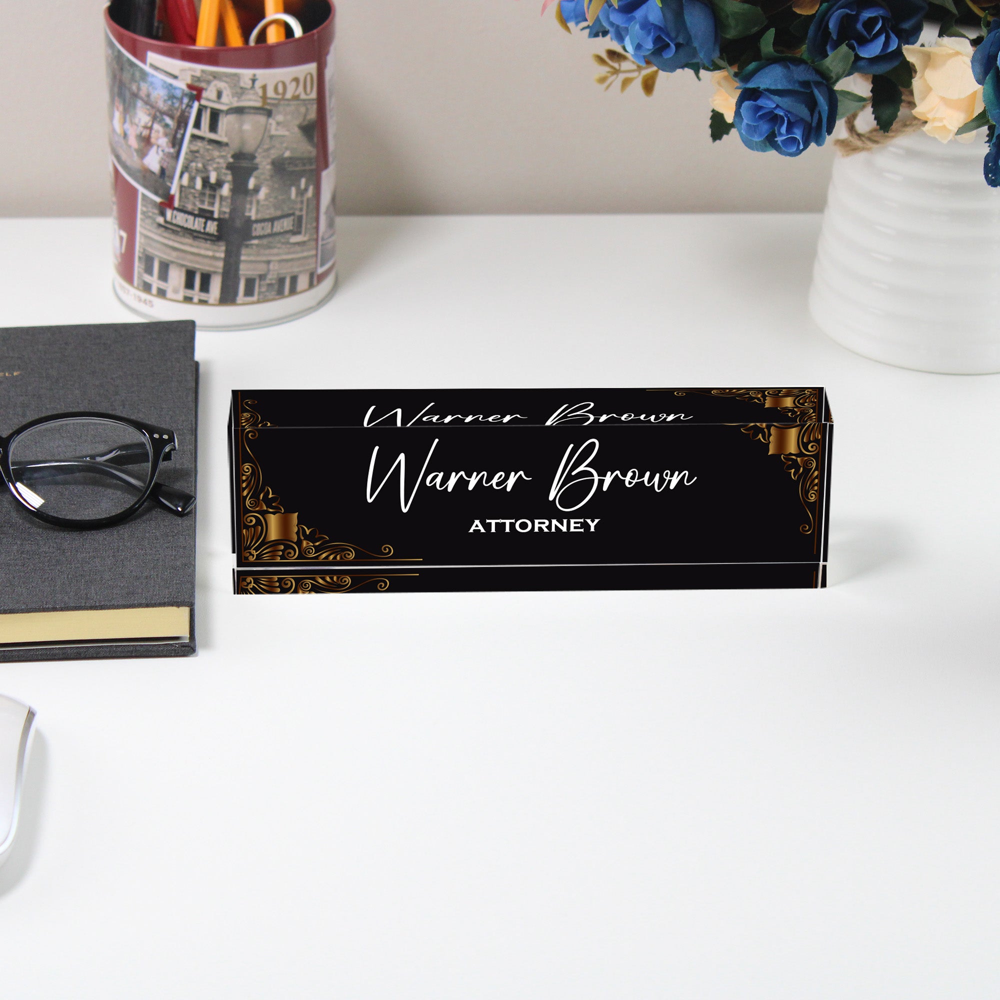 Personalized Elegant Acrylic Desk Block Name Plate for Attorneys – Customizable Office Decor Gift - Image 5