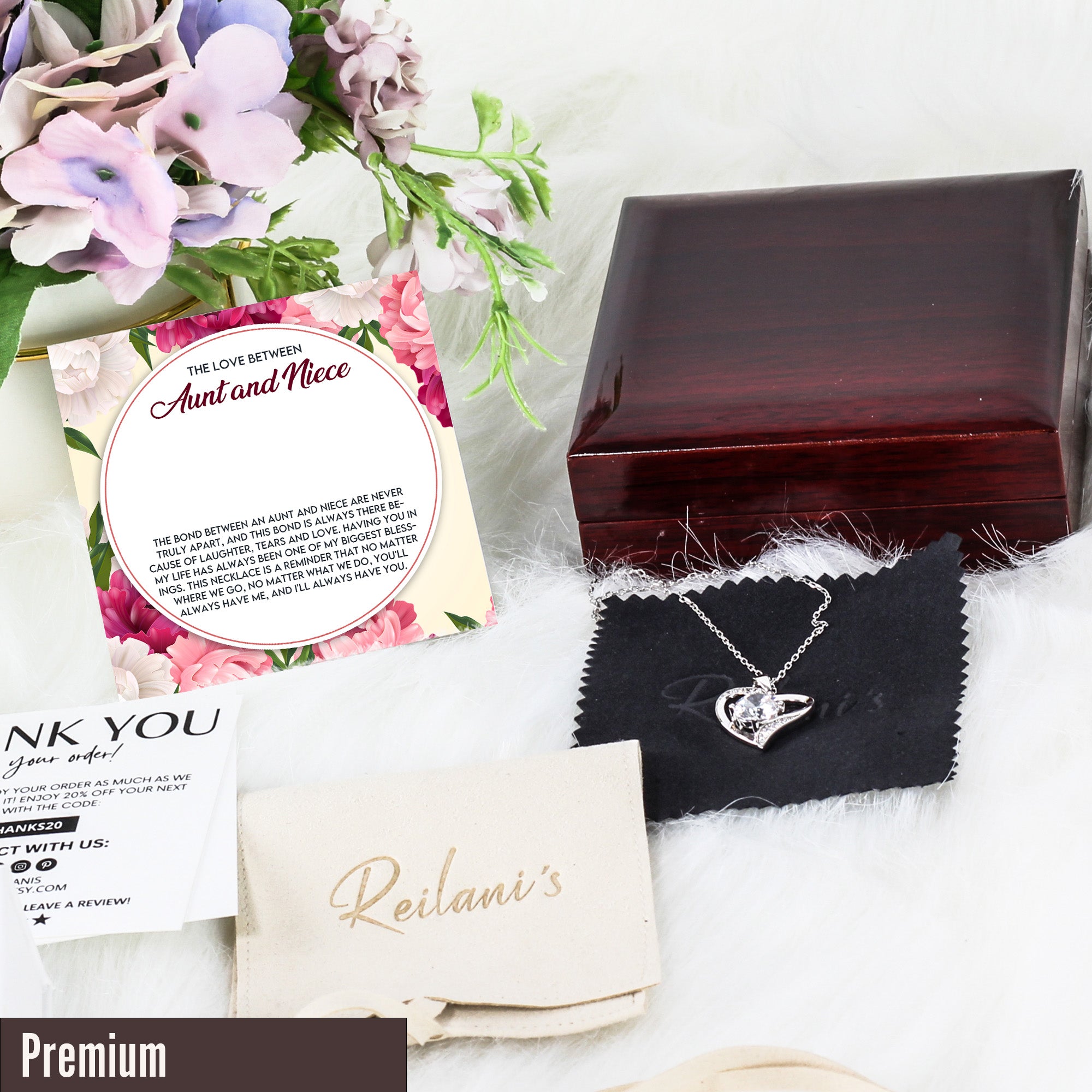 Personalized Aunt and Niece Necklace with Floral Message Card - Sterling Silver Infinity Pendant for Unbreakable Bonds - Image 5