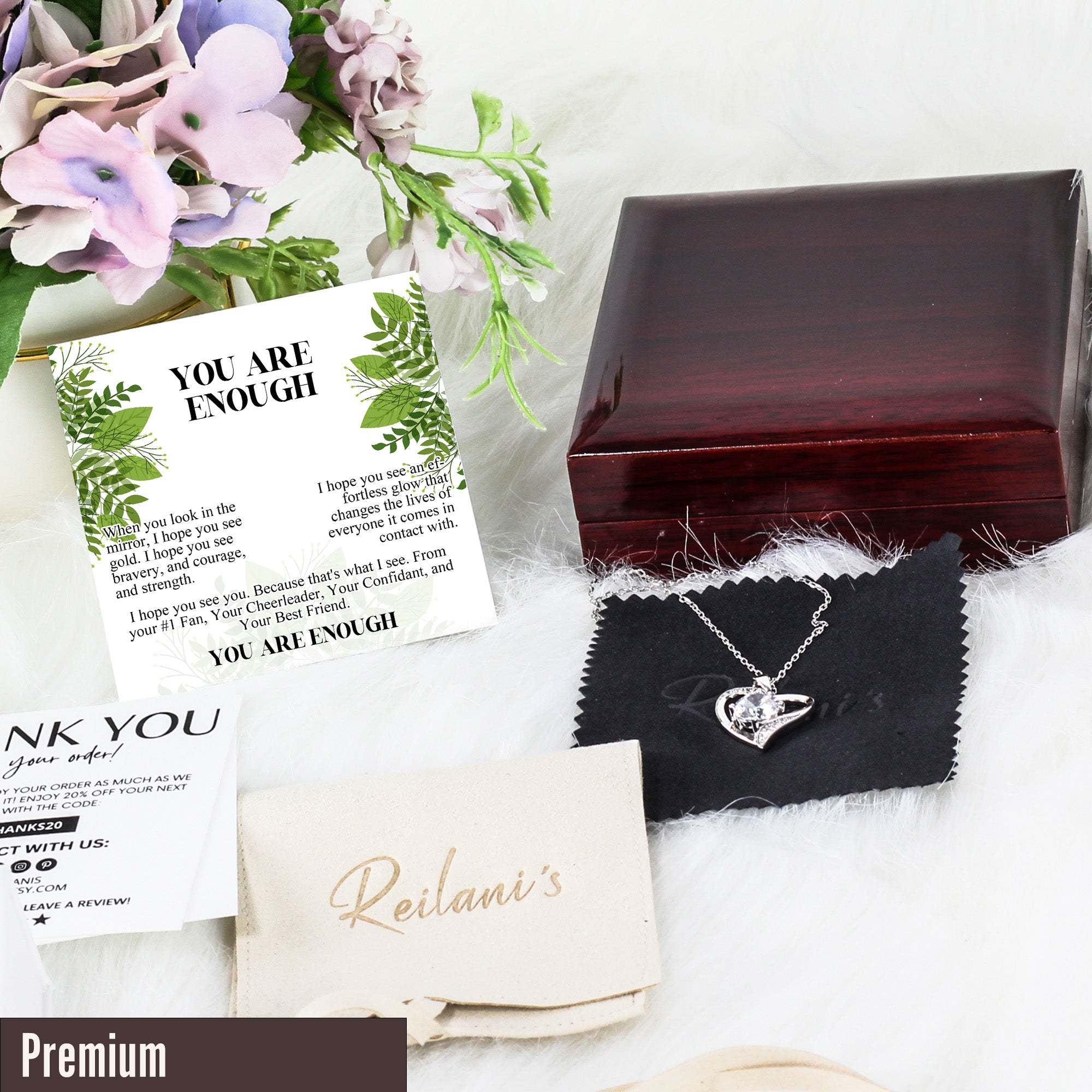 "You Are Enough: Personalized Message Card Necklace with Inspirational Knot Pendant - Perfect Gift for Loved Ones" - Image 5