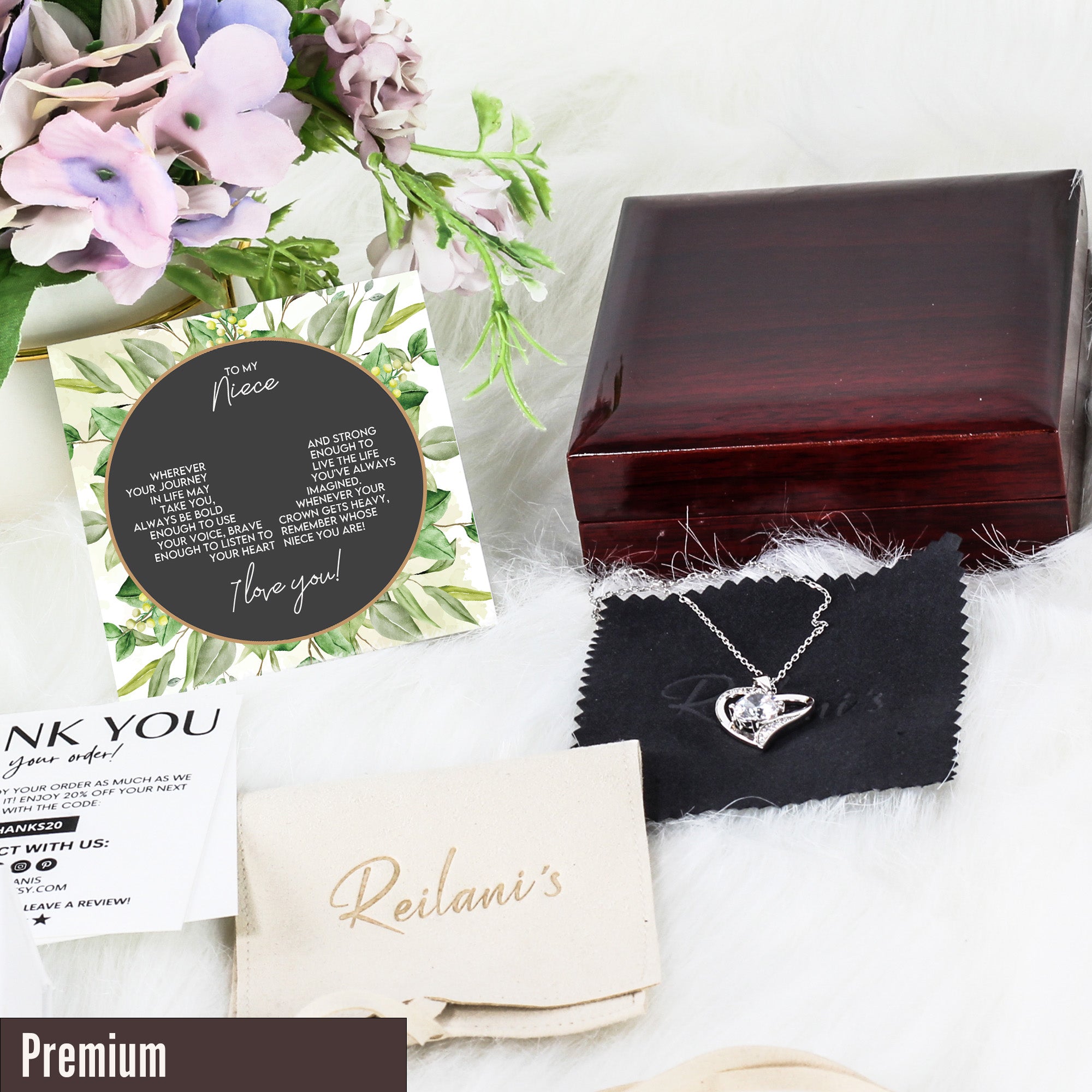 Personalized Name Necklace with Inspirational Message Card, Perfect Gift for Niece - Premium Silver Knot Design - Image 5