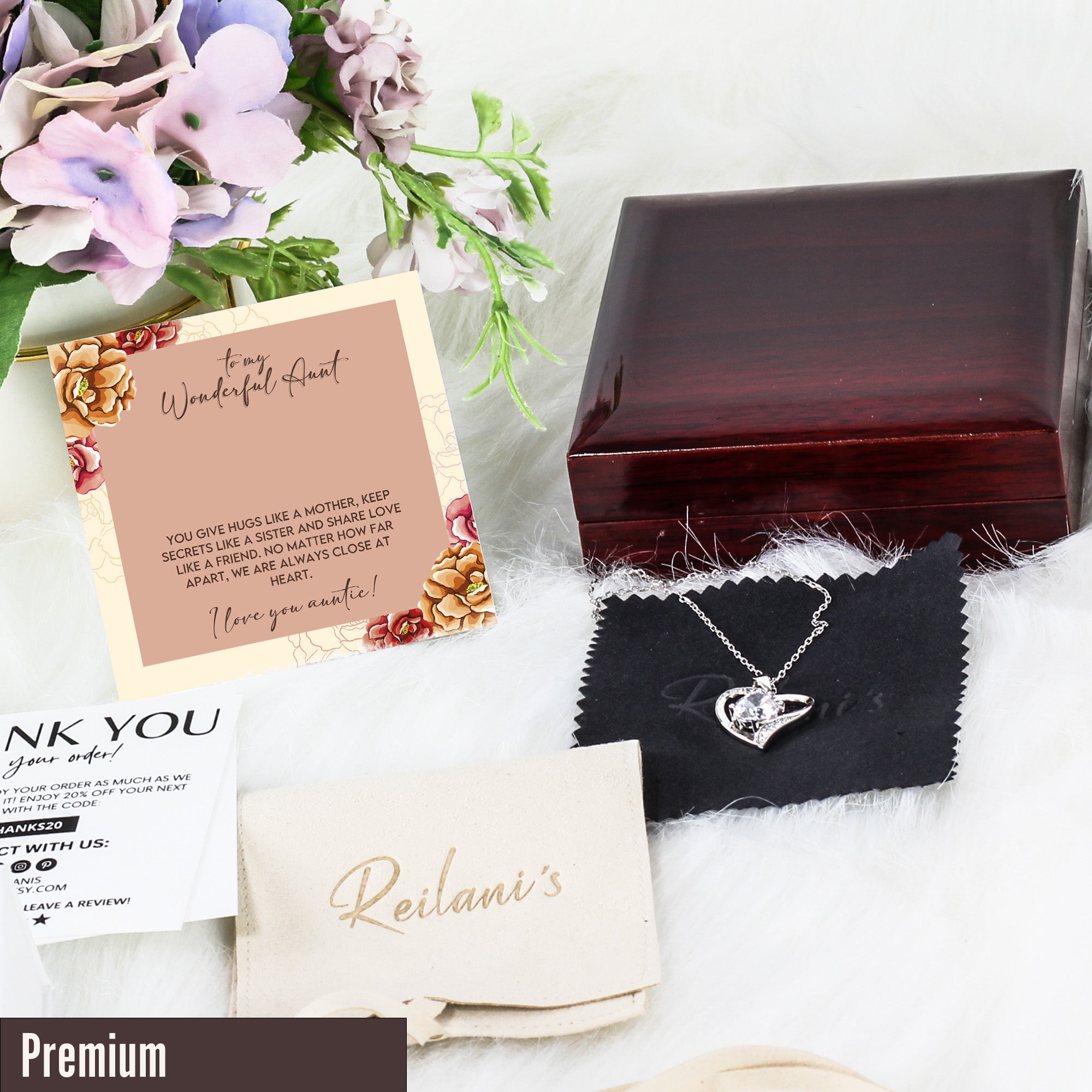 Personalized Knot Necklace for Aunts - Sterling Silver, Heartfelt Gift with Floral Card, Perfect for Birthdays and Special Occasions - Image 5