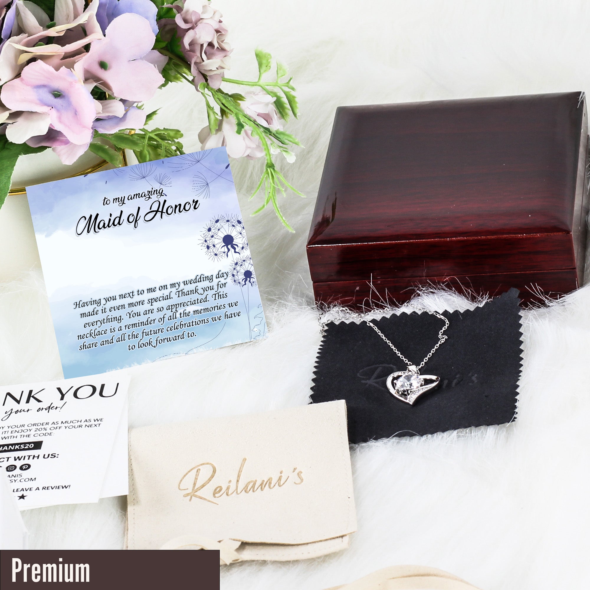 Personalized Maid of Honor Necklace with Heartfelt Message Card - Customizable Silver Knot Pendant for Cherished Memories - Image 5