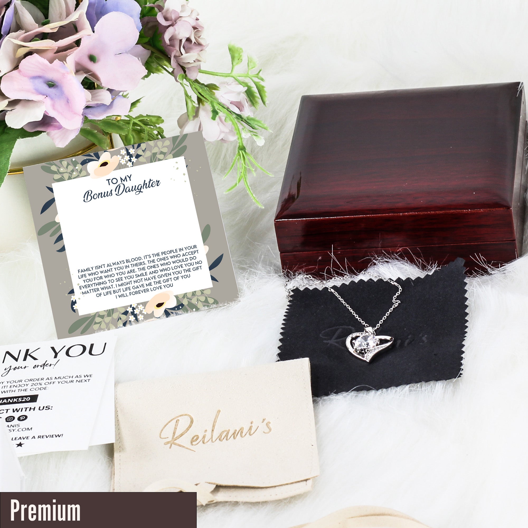 Heartfelt "Bonus Daughter" Necklace with Custom Message Card - Elegant Knot Design, Perfect Gift for Stepfamily Bonding - Image 5