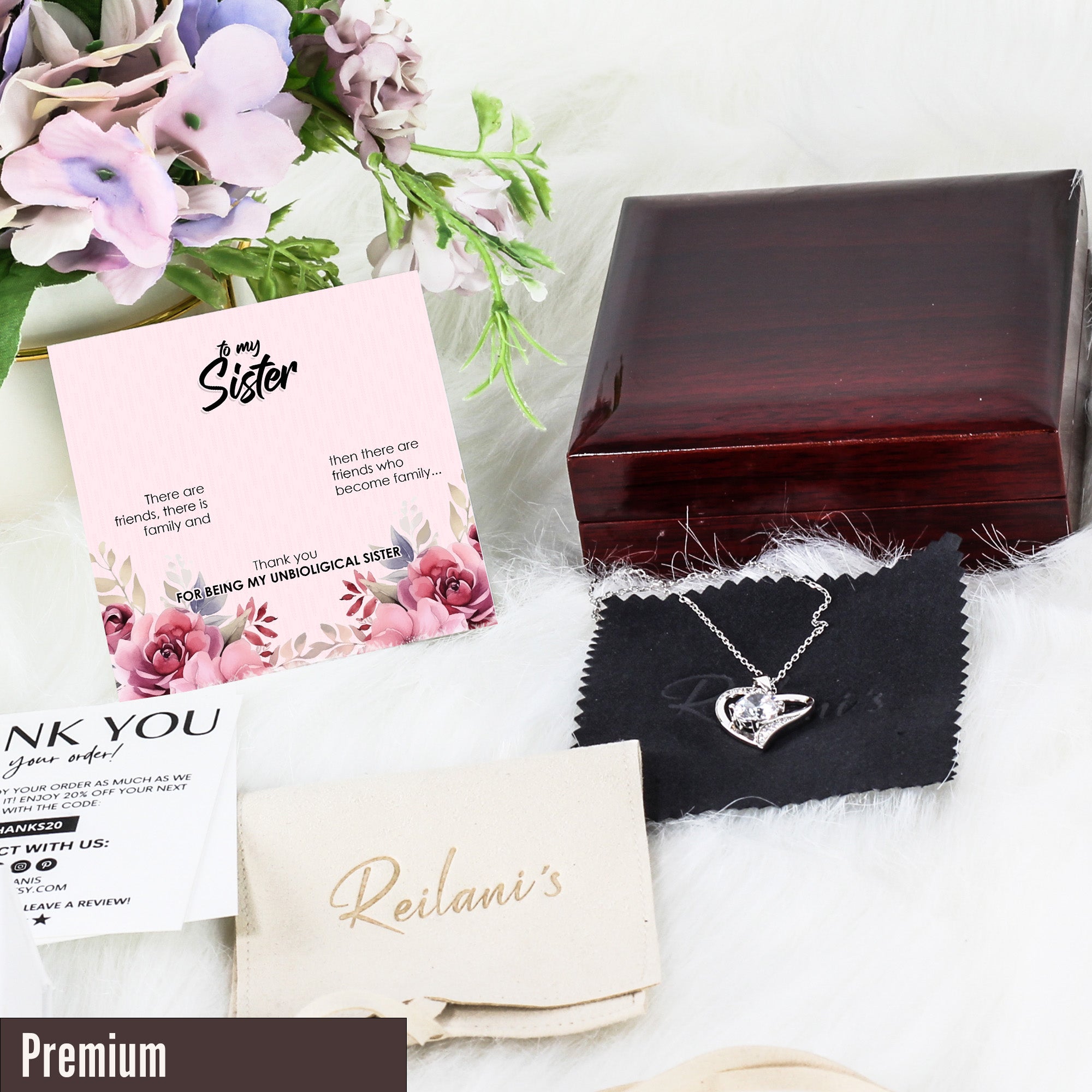 Beautiful Handmade Message Card Necklace for Sisters – Personalized Friendship Gift with Elegant Floral Design - Image 5