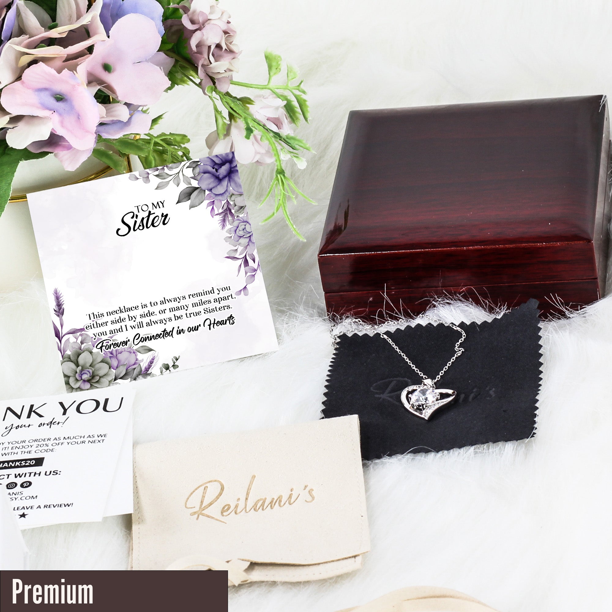 Elegant Personalized Sister Message Card Necklace - Sterling Silver Knot Pendant for Special Occasions & Emotional Connection - Image 5