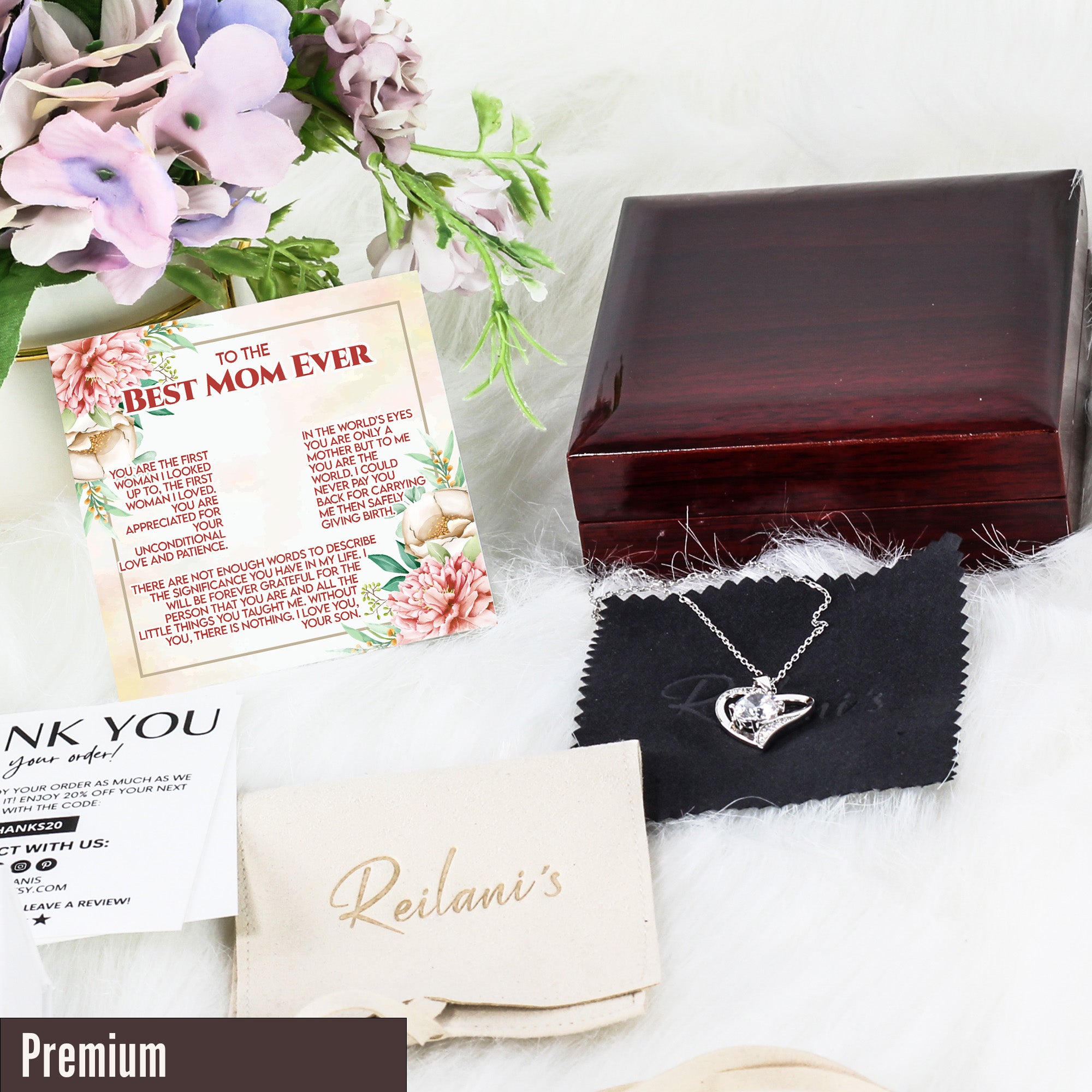 Personalized "Best Mom Ever" Message Card Necklace - Elegant Silver Knot Design with Heartfelt Note - Image 5