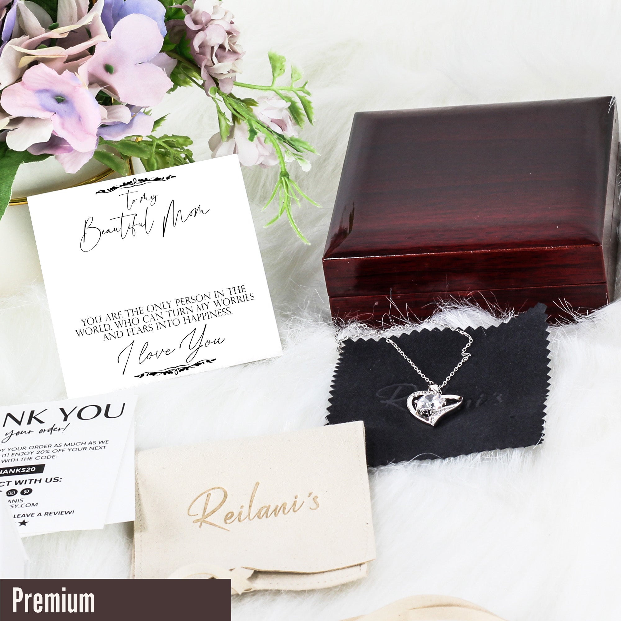 Elegant Personalized "Beautiful Mom" Necklace with Cubic Zirconia Pendant – Perfect Gift for Mother's Day, Birthdays & Special Occasions - Image 5