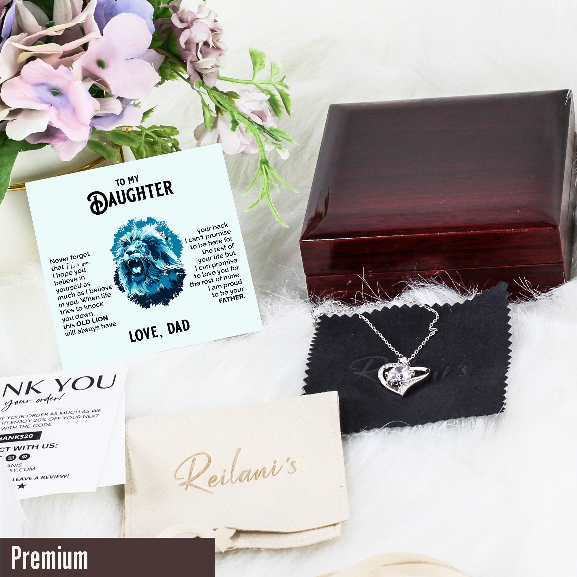 Personalized Father to Daughter Gift - Handmade Silver Lion Necklace with Heartfelt Message Card - Image 5