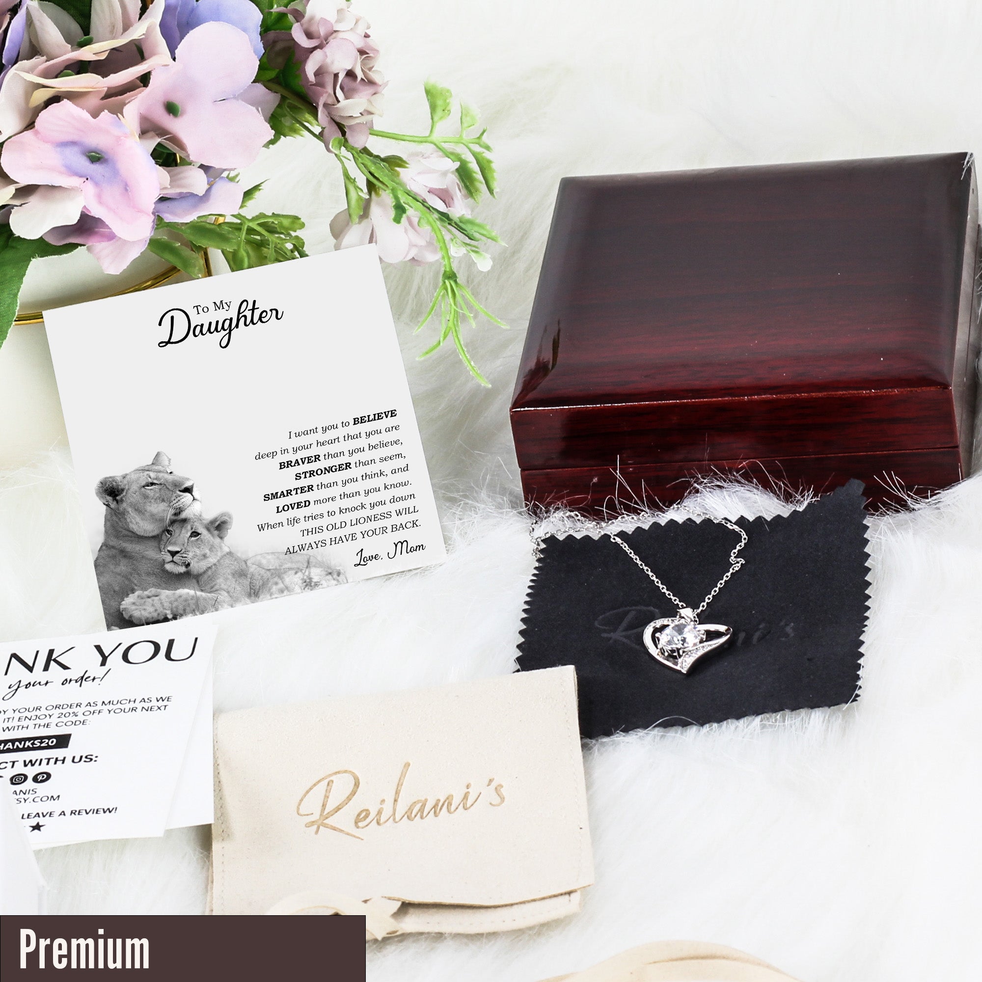 Personalized Daughter Necklace with Heartfelt Message Card | Sterling Silver Love Knot Pendant from Mom - Image 5