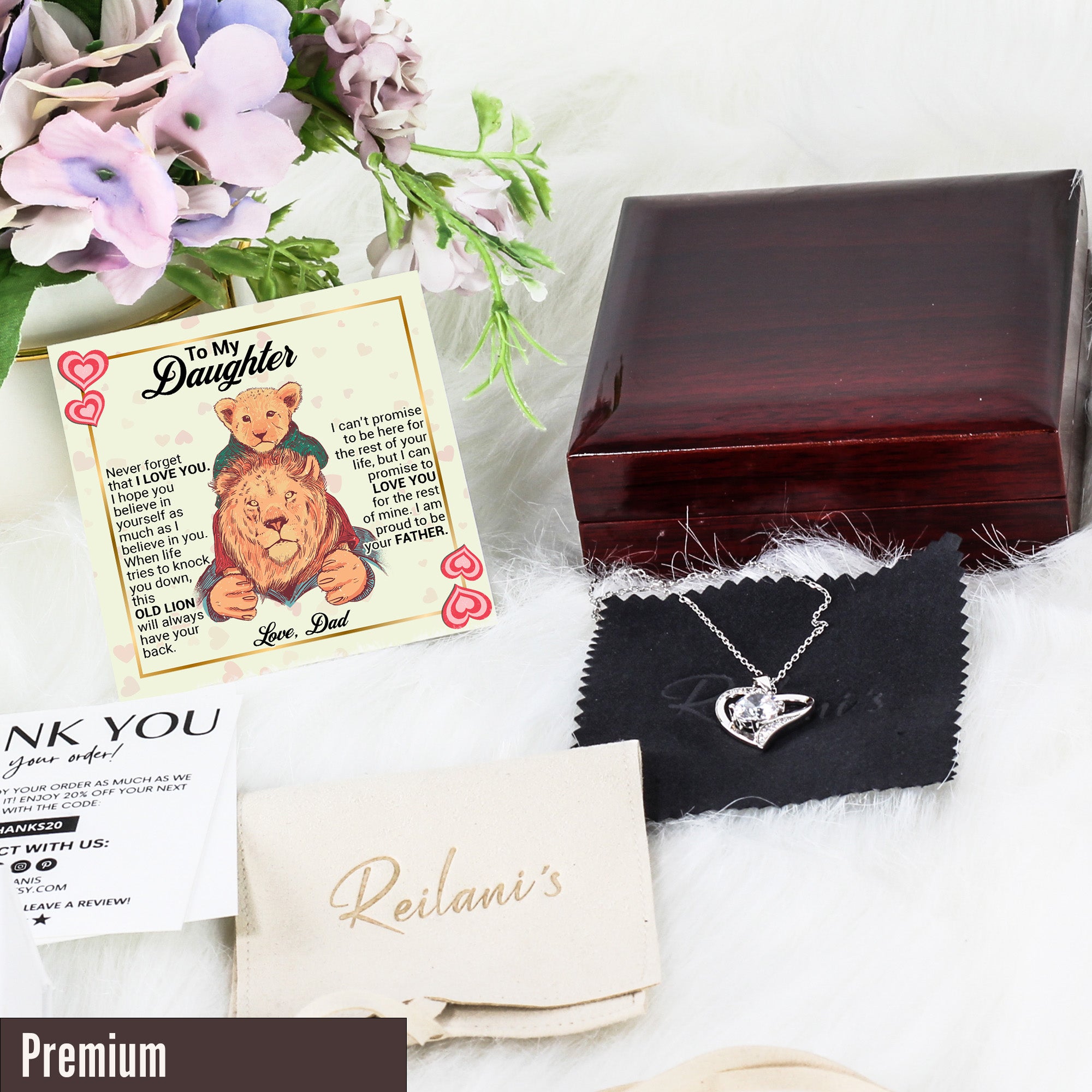 Handmade Personalized Message Card Necklace for Daughter - Sentimental Gift from Dad with Heartfelt Lions Design - Image 5