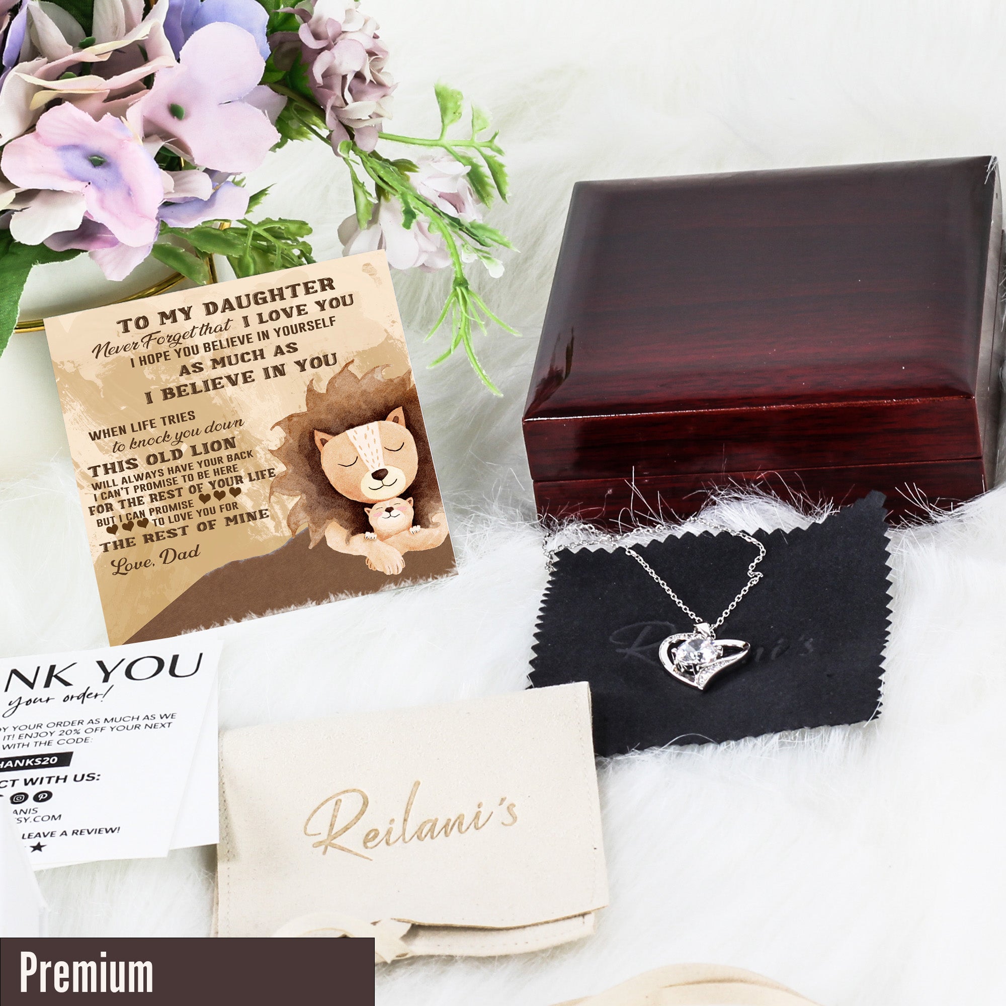Personalized Daughter Necklace with Lion Design - Sterling Silver Knot Pendant and Heartfelt Message Card - Image 5