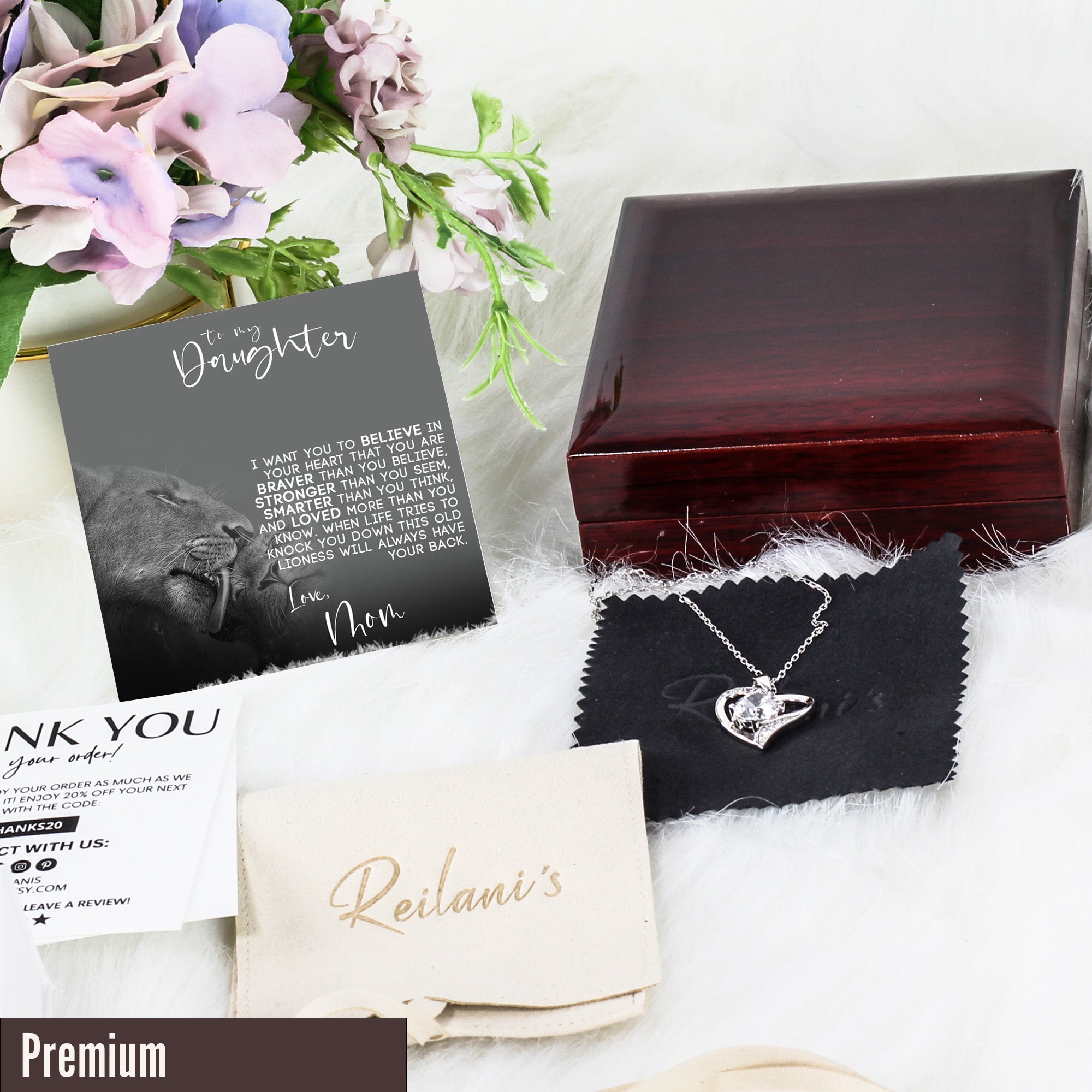 Personalized Mother-Daughter Necklace with Inspirational Message Card and Lioness Imagery – Perfect for Heartfelt Gift Giving - Image 5