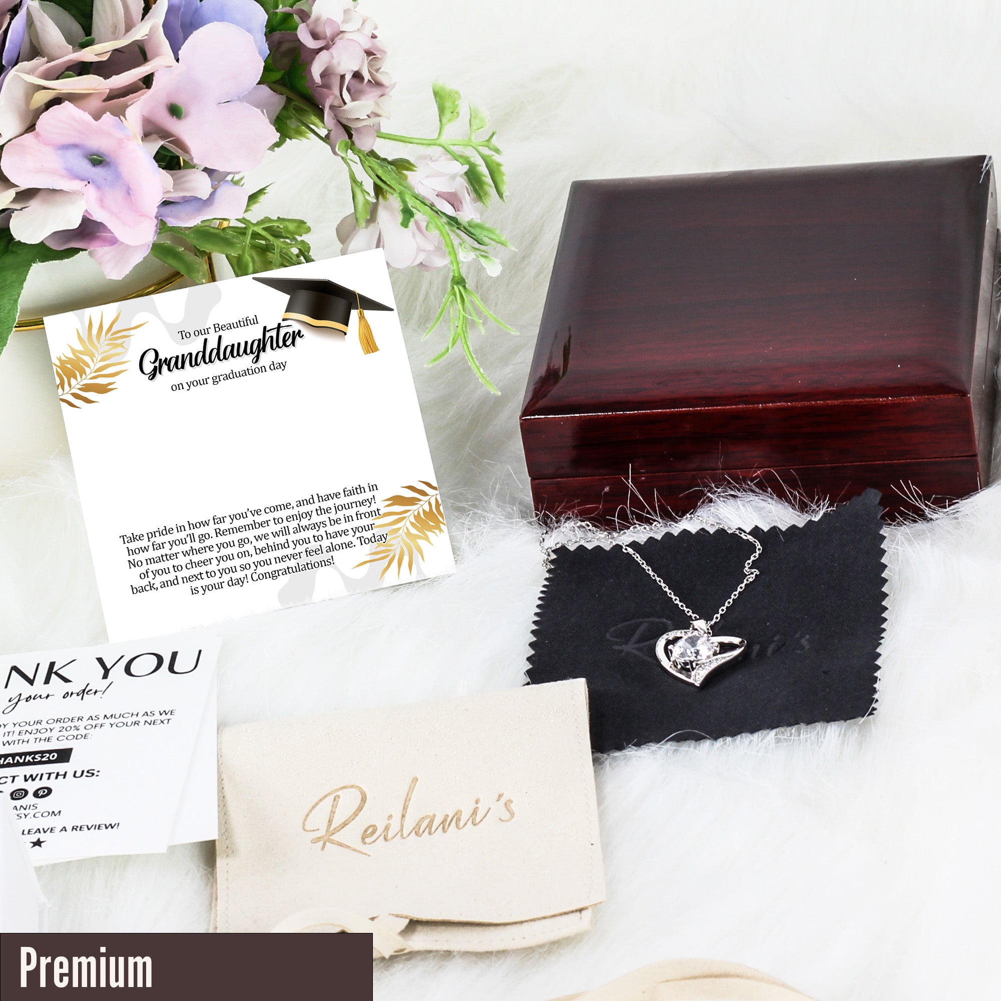 Elegant Granddaughter Graduation Necklace - Customizable Message Card with Diamond Knot Pendant for a Memorable Gift - Image 5