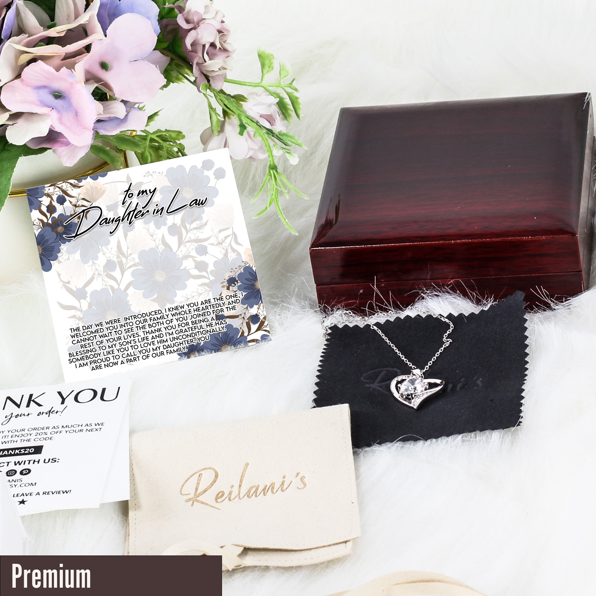 Personalized Daughter-in-Law Necklace with Heartfelt Message Card | Elegant Floral Design | Perfect Gift for Weddings & Special Occasions - Image 5