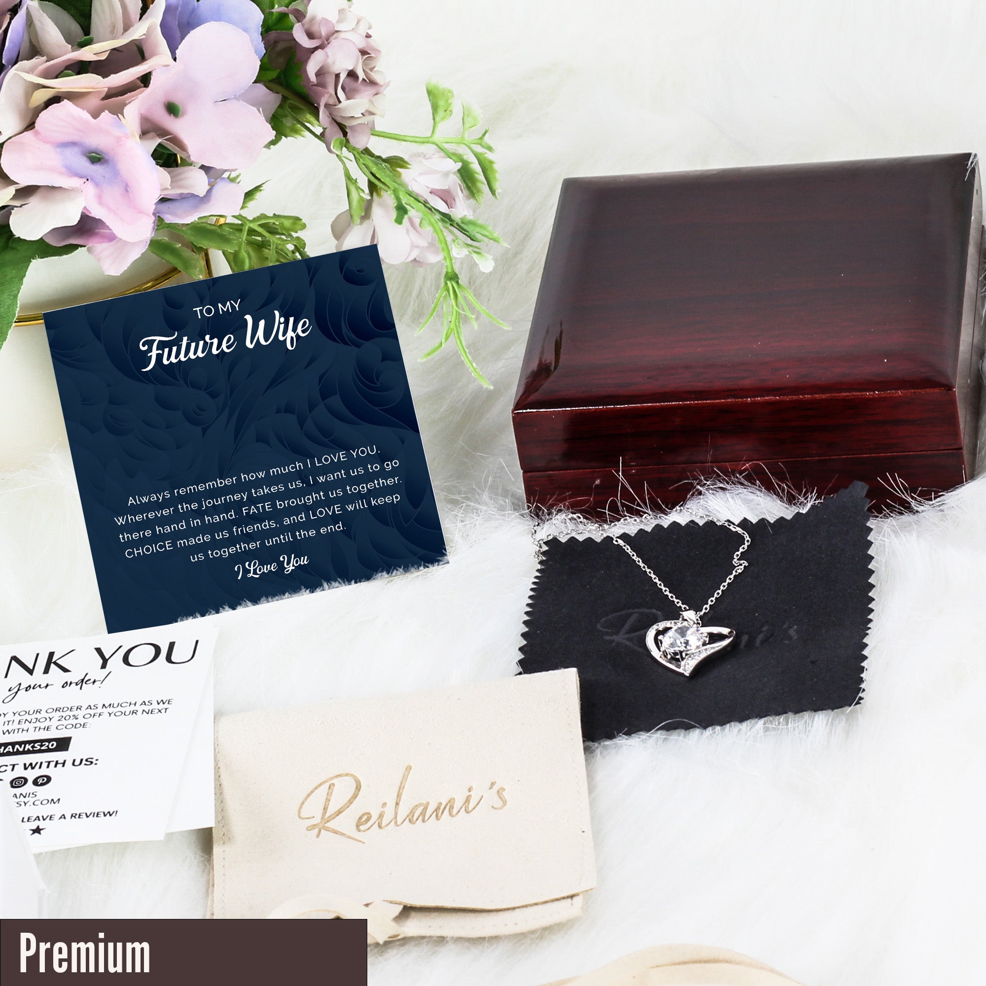 Elegant Personalized Message Card Necklace for Your Future Wife – Handcrafted Love Knot Pendant in Premium Silver - Image 5