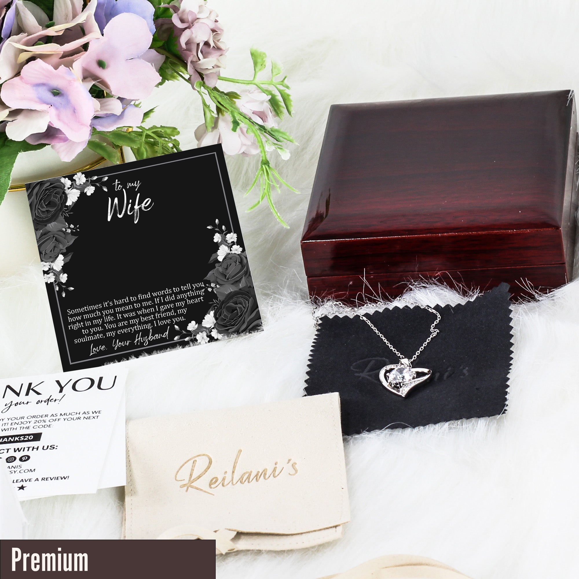 Elegant Personalized Necklace with Heartfelt Message for Wife - Sterling Silver Infinity Knot Pendant - Image 5