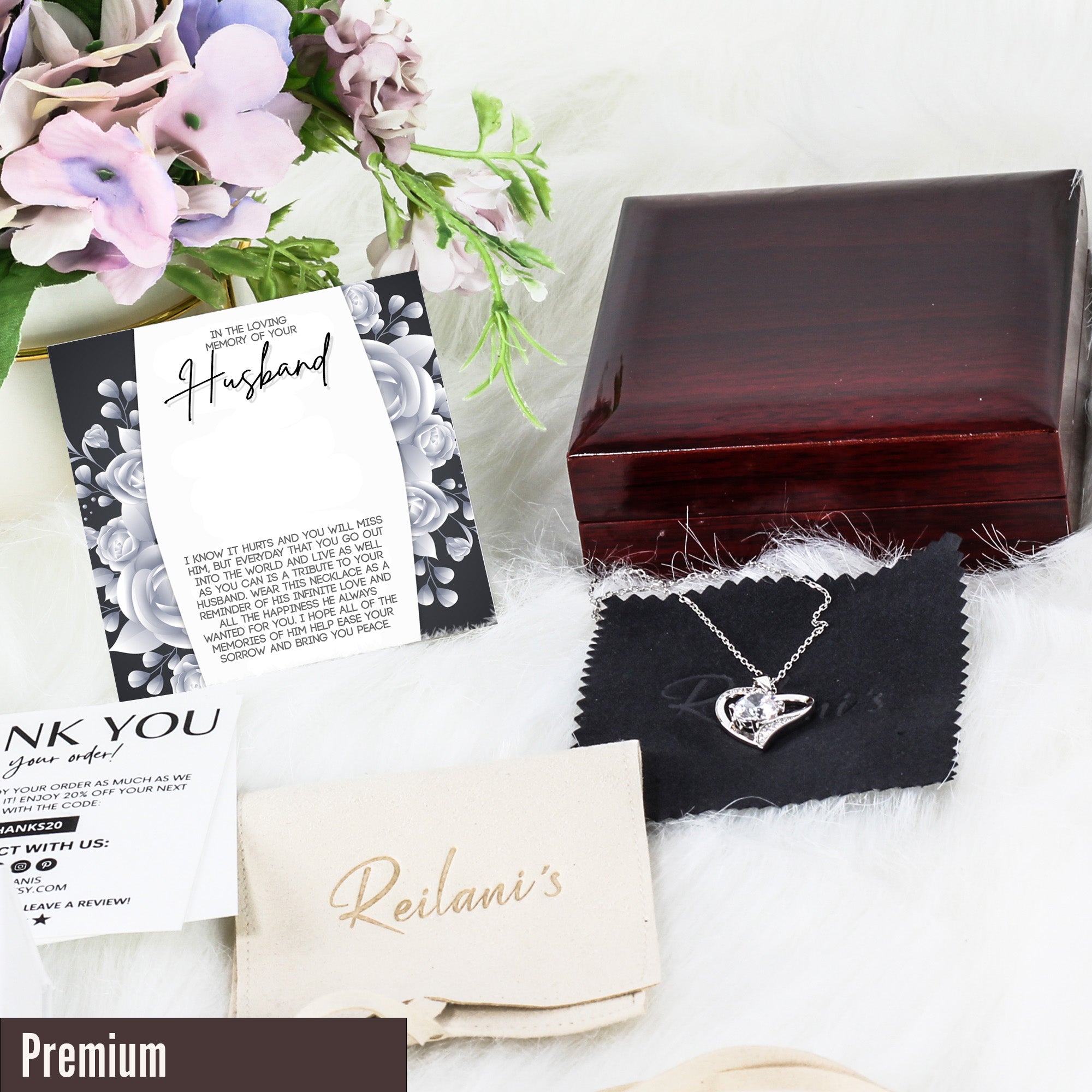 Elegant Memorial Necklace for Husband - Personalized Sympathy Gift with Engraved Pendant and Comforting Message - Image 5