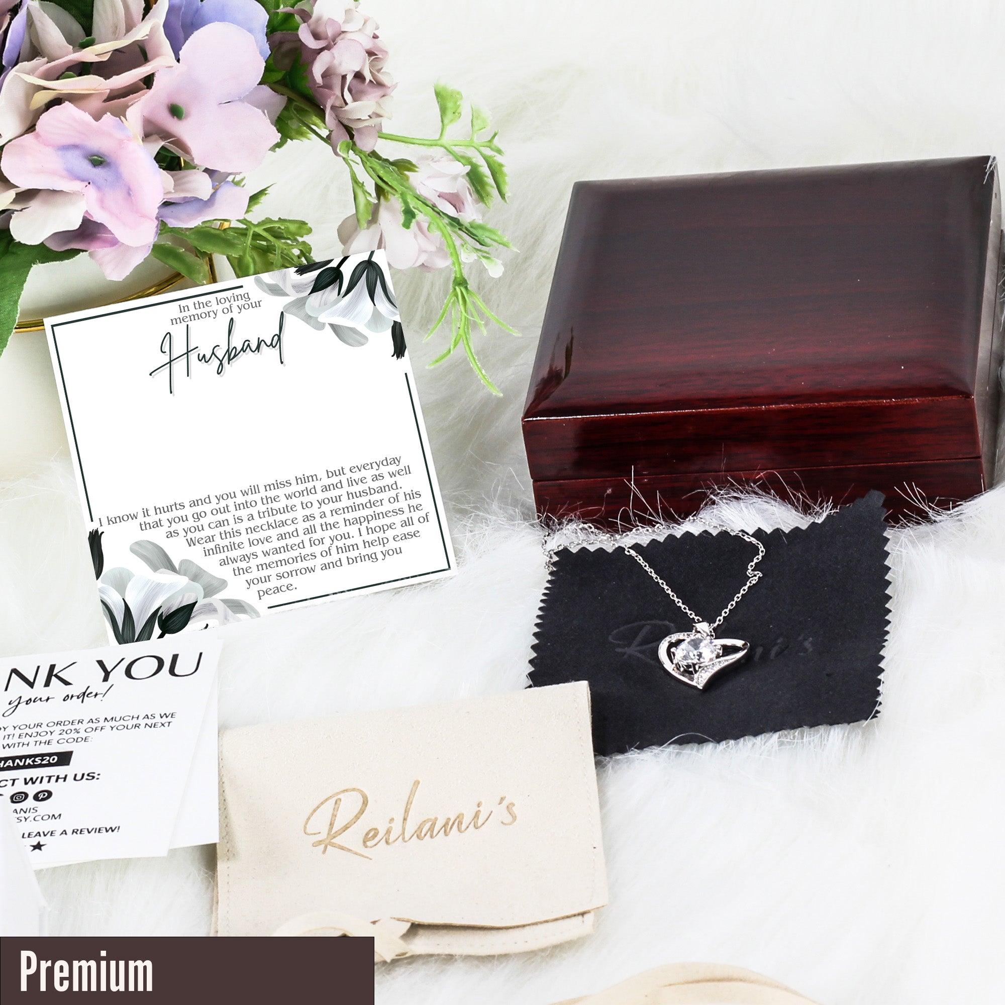 Elegant Memorial Necklace for Her - Personalized Tribute Message Card with Love Knot Pendant - Image 5