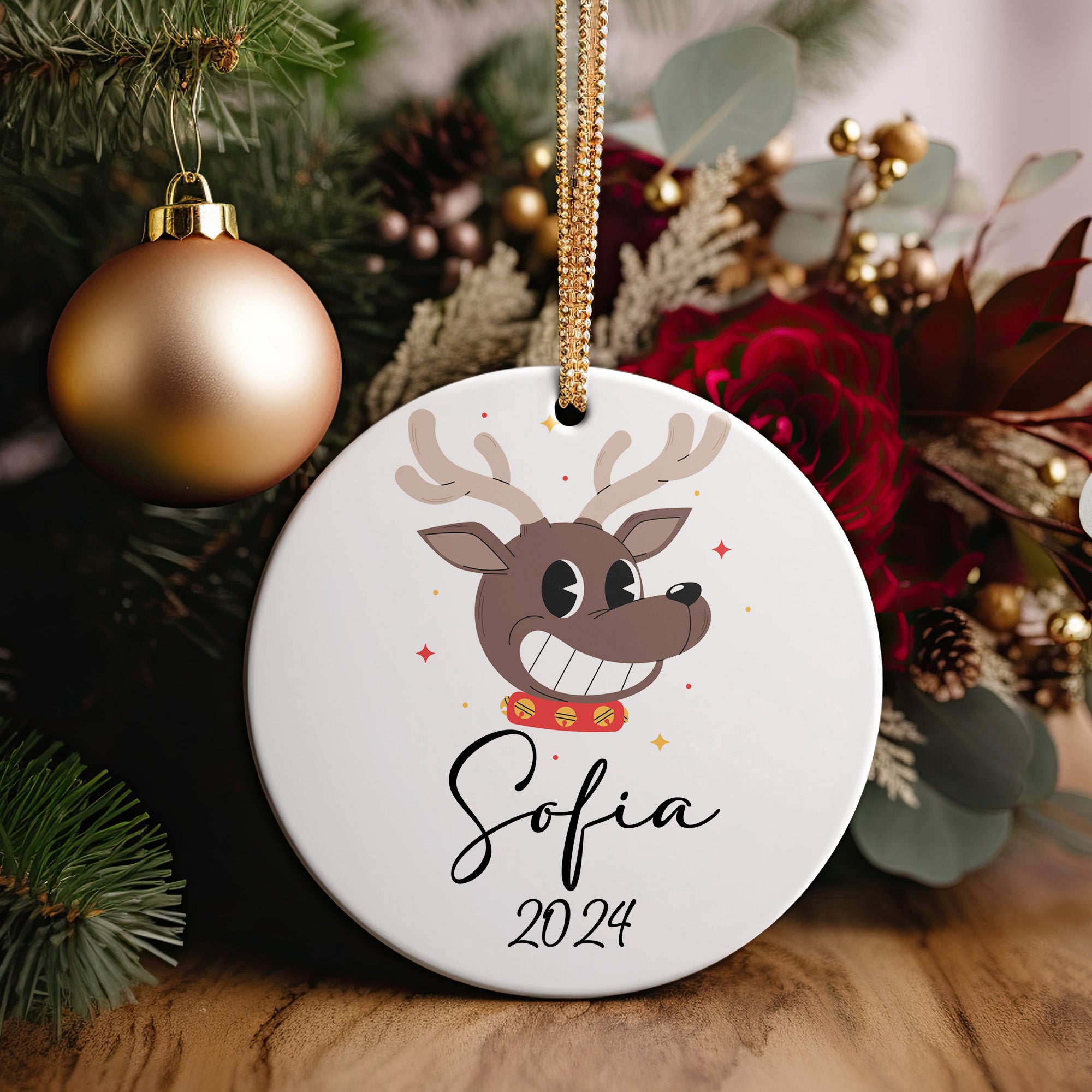 Personalized Reindeer Ceramic Ornament 2024 with Custom Name – Perfect Gift for Christmas and Holidays - Image 5