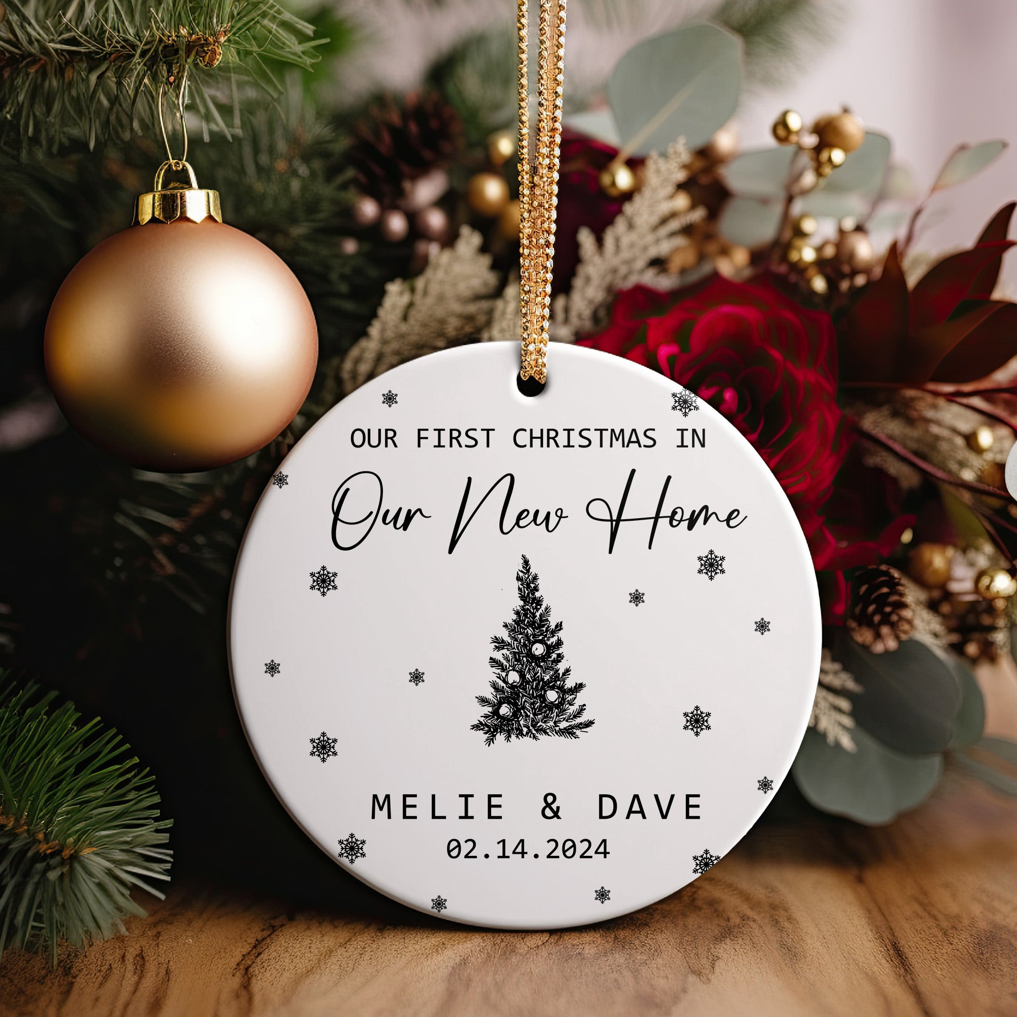 Personalized "Our First Christmas in Our New Home" Ceramic Ornament - Custom Date & Names, Perfect Keepsake Gift - Image 5