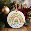 Personalized Christmas Ceramic Ornament with Hand-Painted Rainbow and Tree Design - Custom Name & Year - Perfect Holiday Gift - Image 5