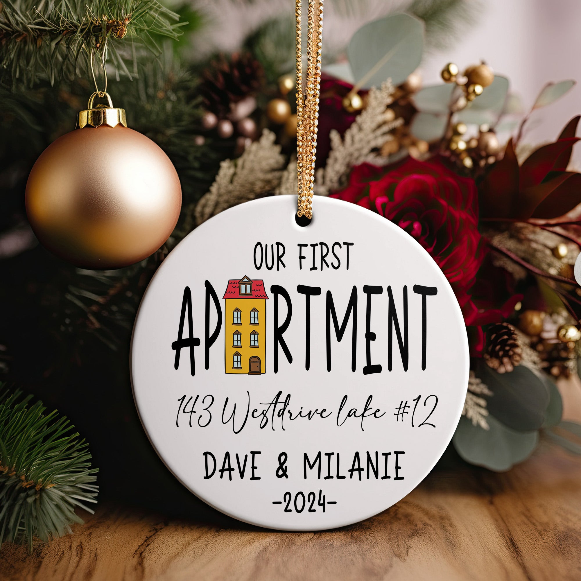 Personalized "Our First Apartment" Ceramic Ornament - Customizable Keepsake for New Homeowners, Handmade 2024 Memento - Image 5