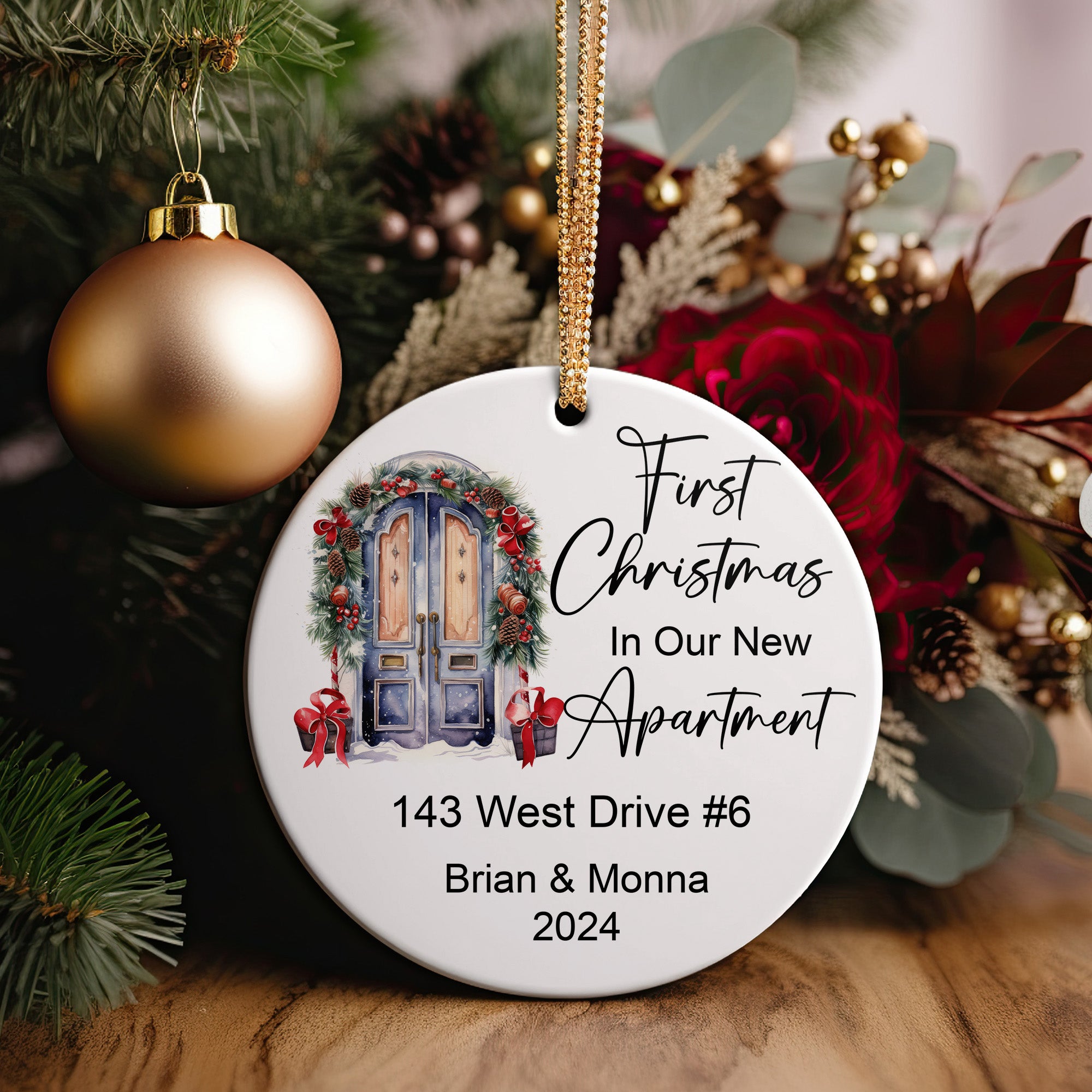 Personalized First Christmas in Our New Apartment Ornament – Custom Ceramic Keepsake for Couples, Family, Friends, or New Homeowners - Image 5