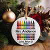 Personalized Crayon Design Ceramic Ornament for Teachers with Custom Name and Year - Perfect Holiday Gift for Educators - Image 5