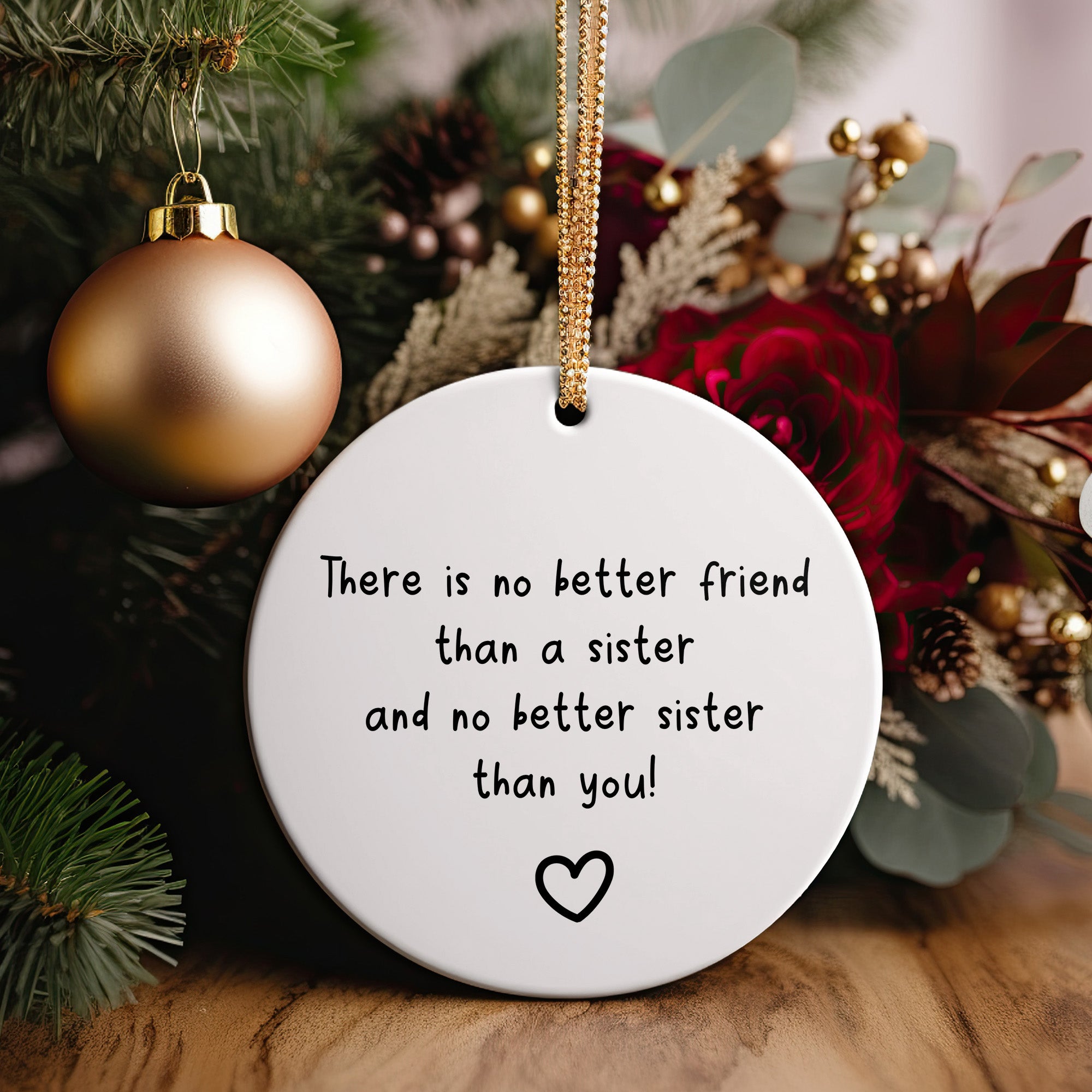 Heartfelt Sister Ceramic Ornament – Handcrafted, Customizable Gift for Sisters, Perfect for Birthdays and Special Occasions - Image 5