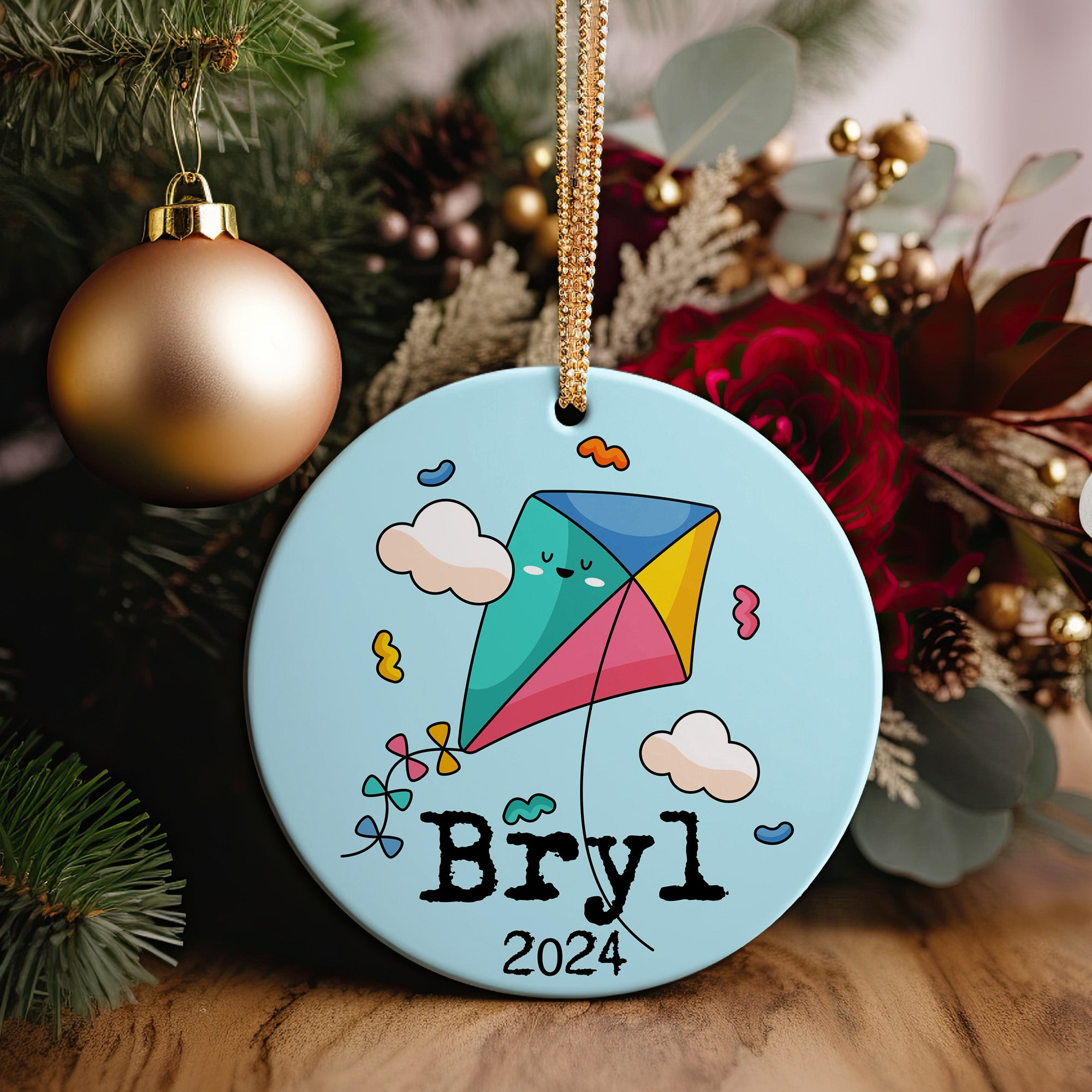 Personalized Kite-Themed Ceramic Ornament - Custom Name Keepsake for 2024 Celebrations - Image 5