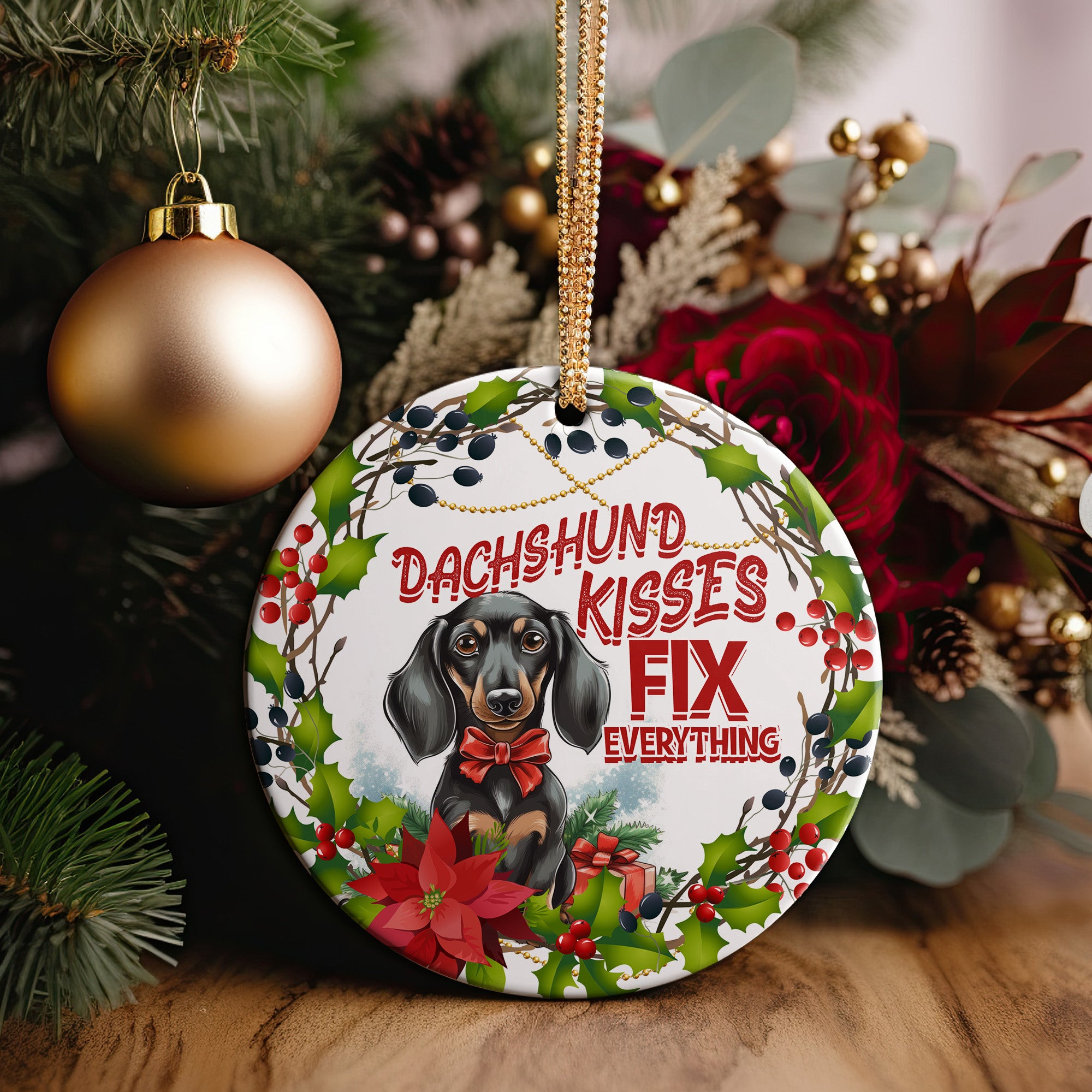 Personalized Dachshund Ceramic Ornament – Handmade Holiday Decoration with Festive Design & Customization Options for Perfect Gift Giving - Image 5