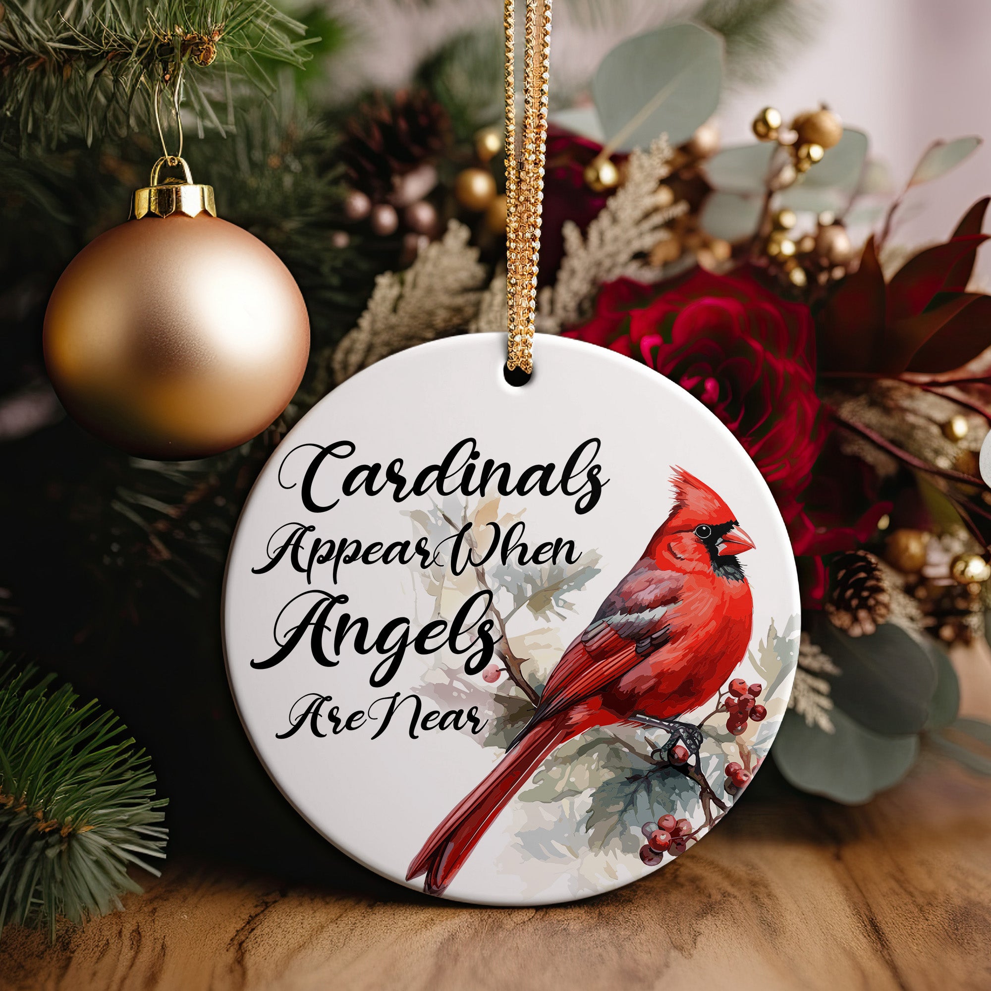 Personalized Cardinal Christmas Ornament - Handmade Ceramic Keepsake with Angel Quote for Heartfelt Gift-Giving - Image 5
